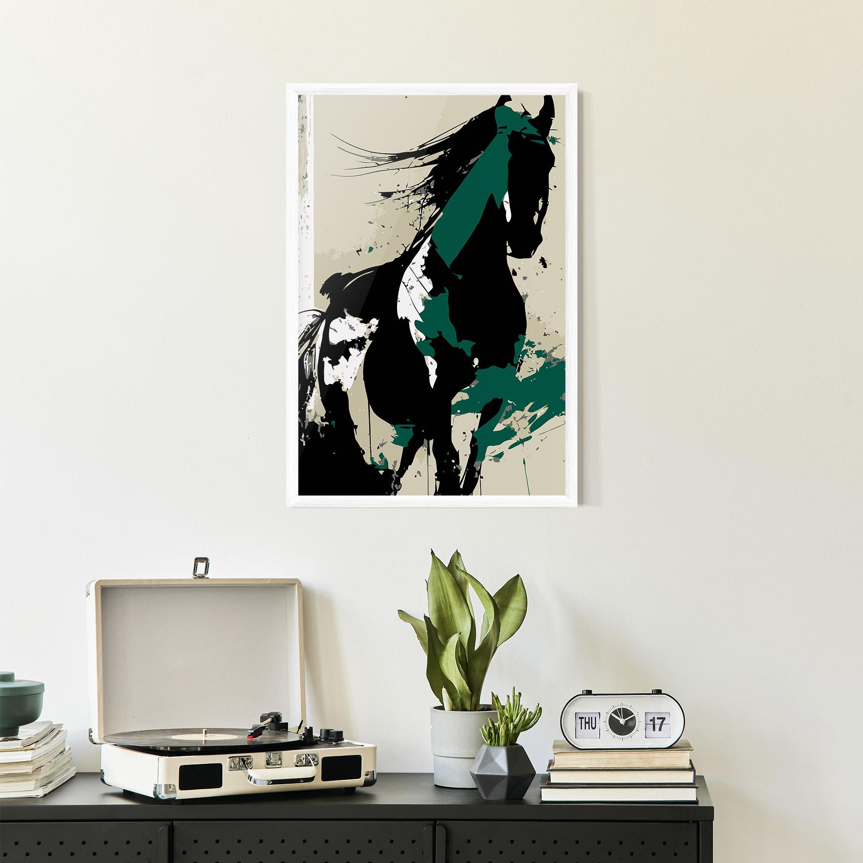 Poster Înrămat Black Green Horse mockup 2