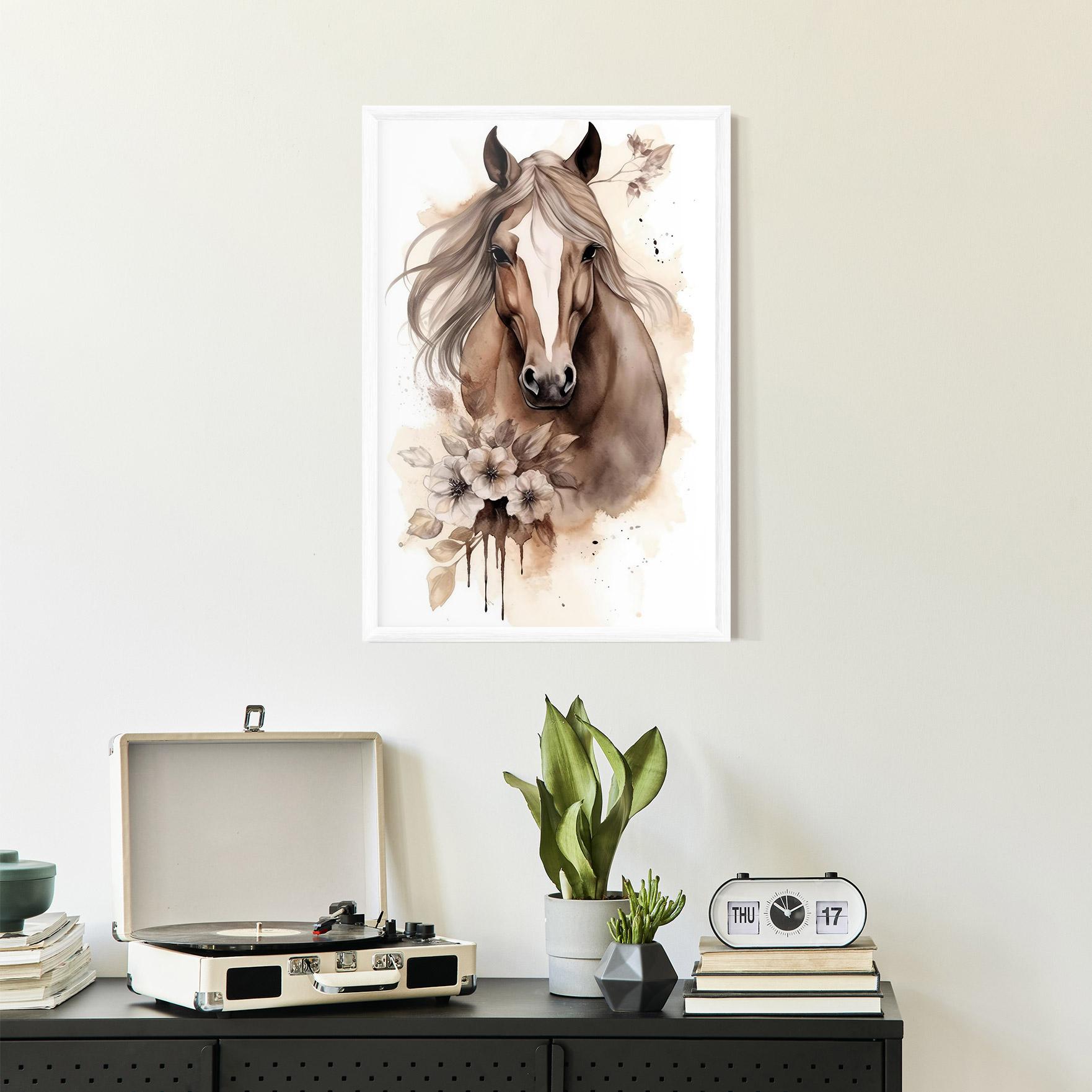 Poster Înrămat Flower Brown Horse mockup 2