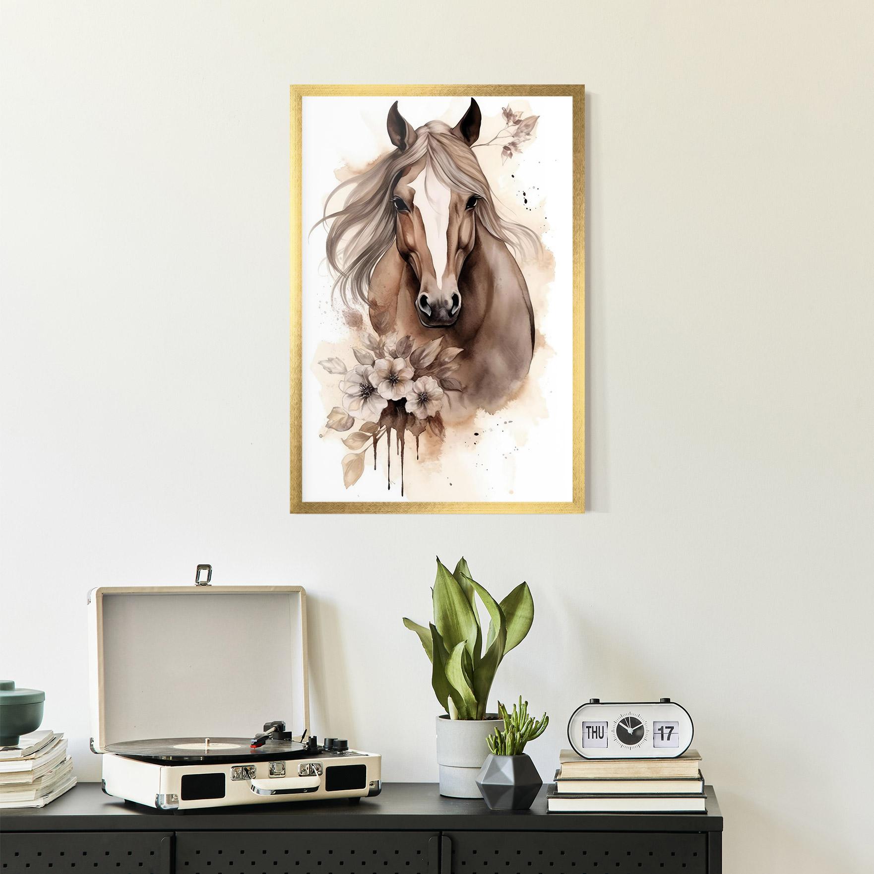 Poster Înrămat Flower Brown Horse mockup 2