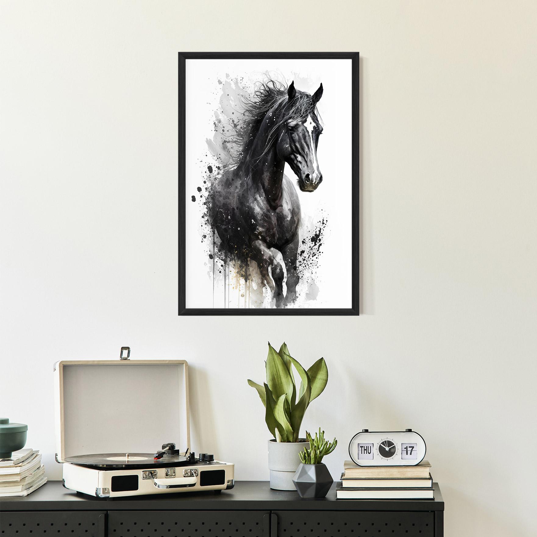 Poster Înrămat Black Horse mockup 2