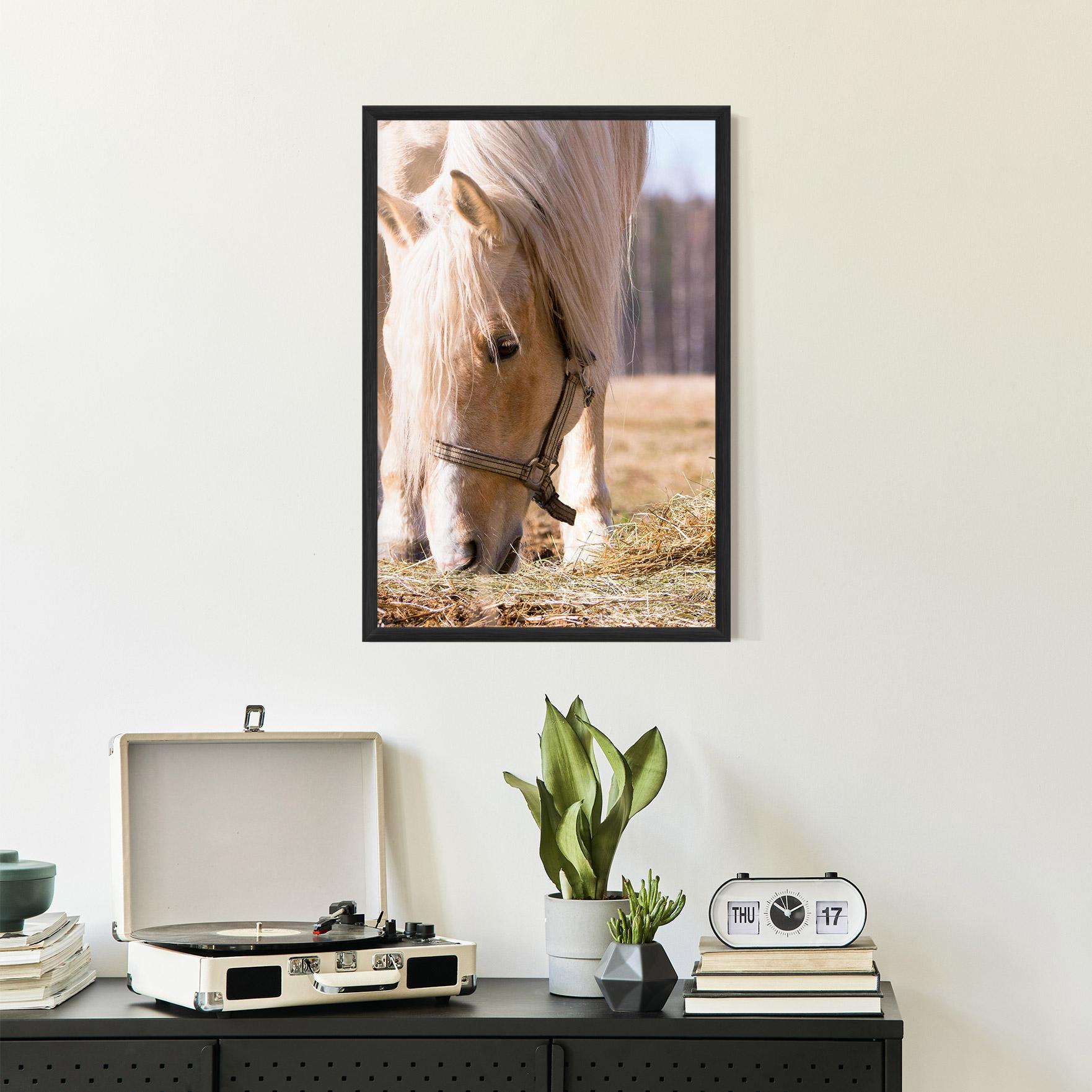 Poster Înrămat Cream Horse Eating mockup 2