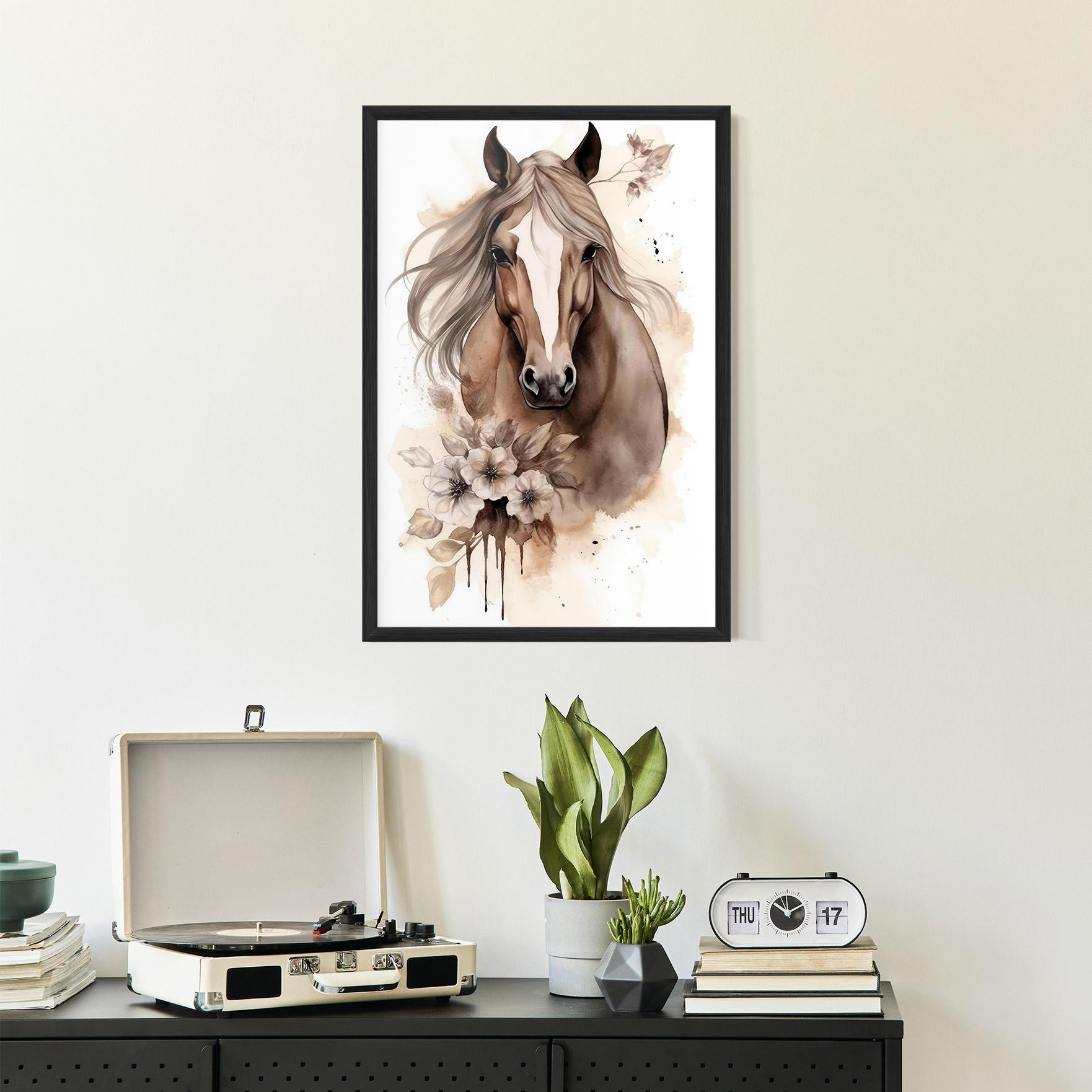Poster Înrămat Flower Brown Horse mockup 2