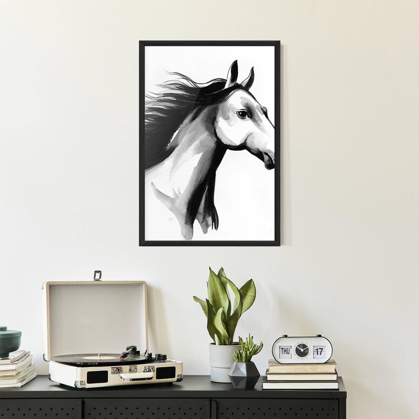 Poster Înrămat Ink Watercolor Horse mockup 2