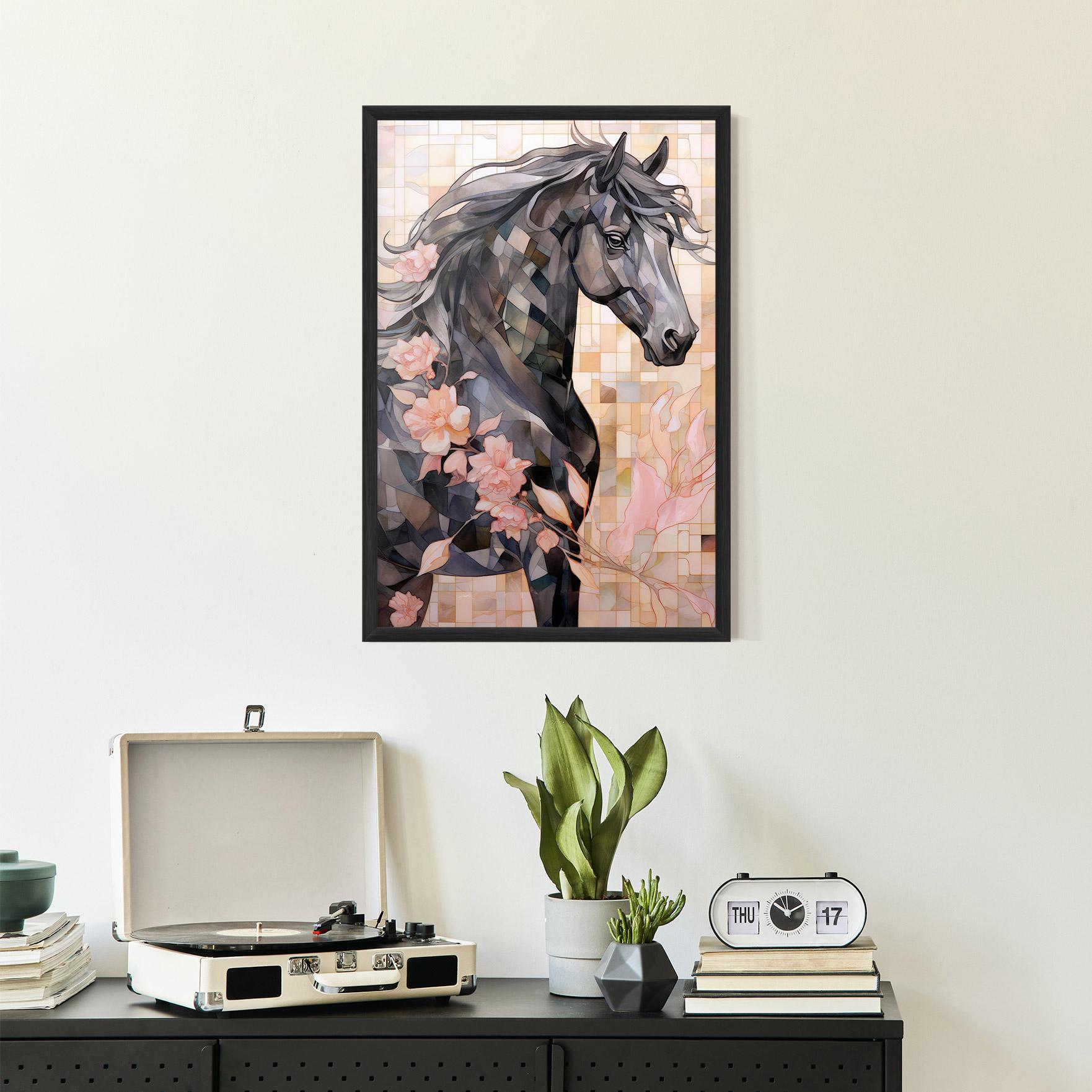 Poster Înrămat Mosaic Painting Horse mockup 2