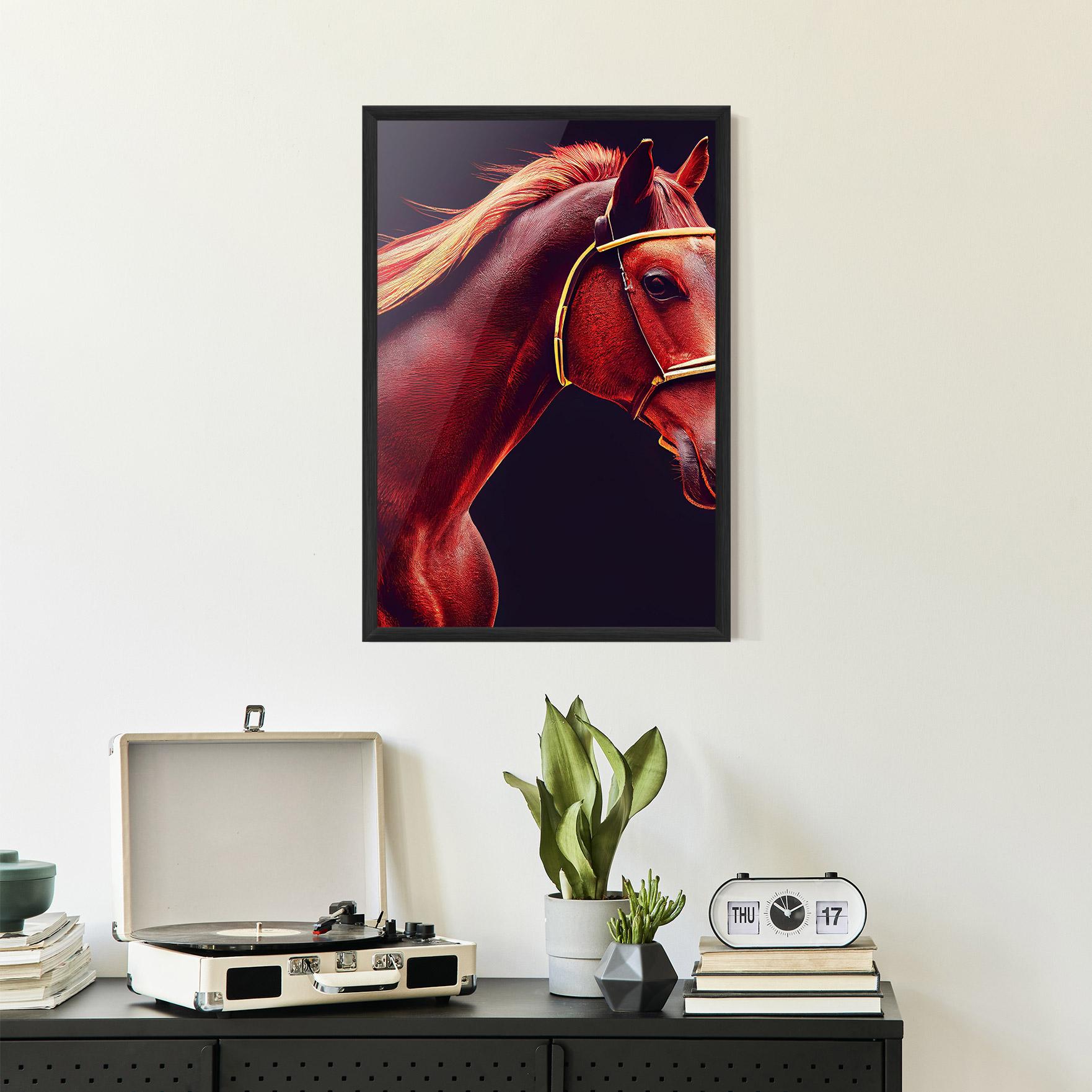 Poster Înrămat Red Horse Portrait mockup 2