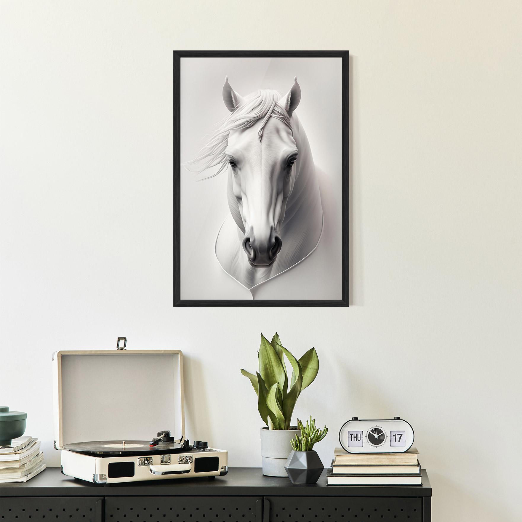Poster Înrămat White Horse Portrait mockup 2