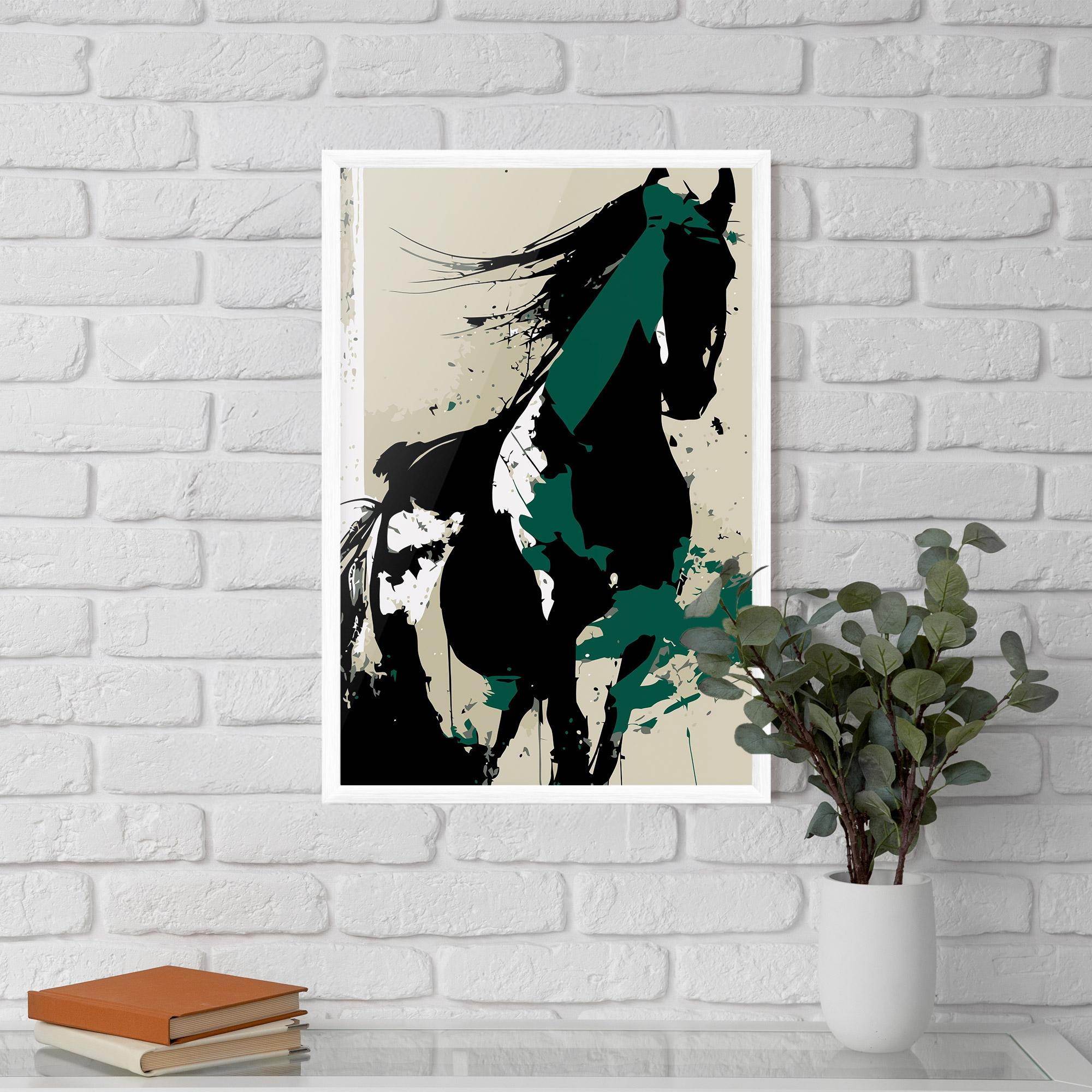 Poster Înrămat Black Green Horse mockup 5