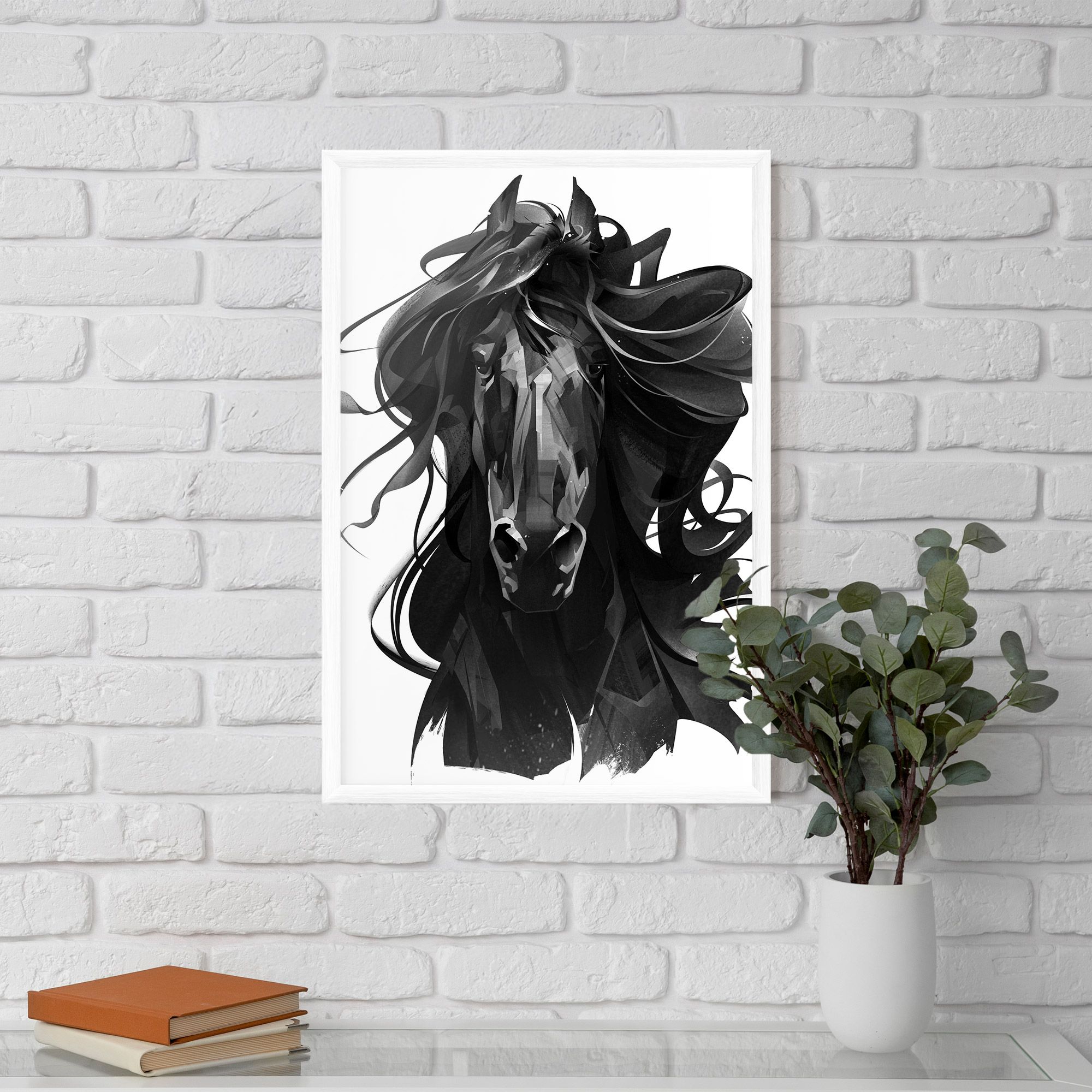 Black Horse Portrait mockup 5