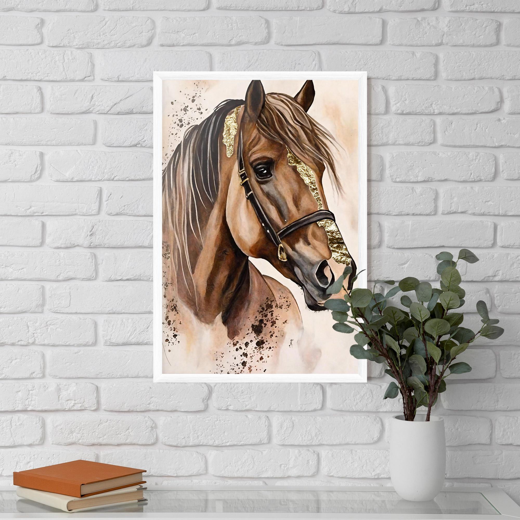 Poster Înrămat Gold Horse Painting mockup 5
