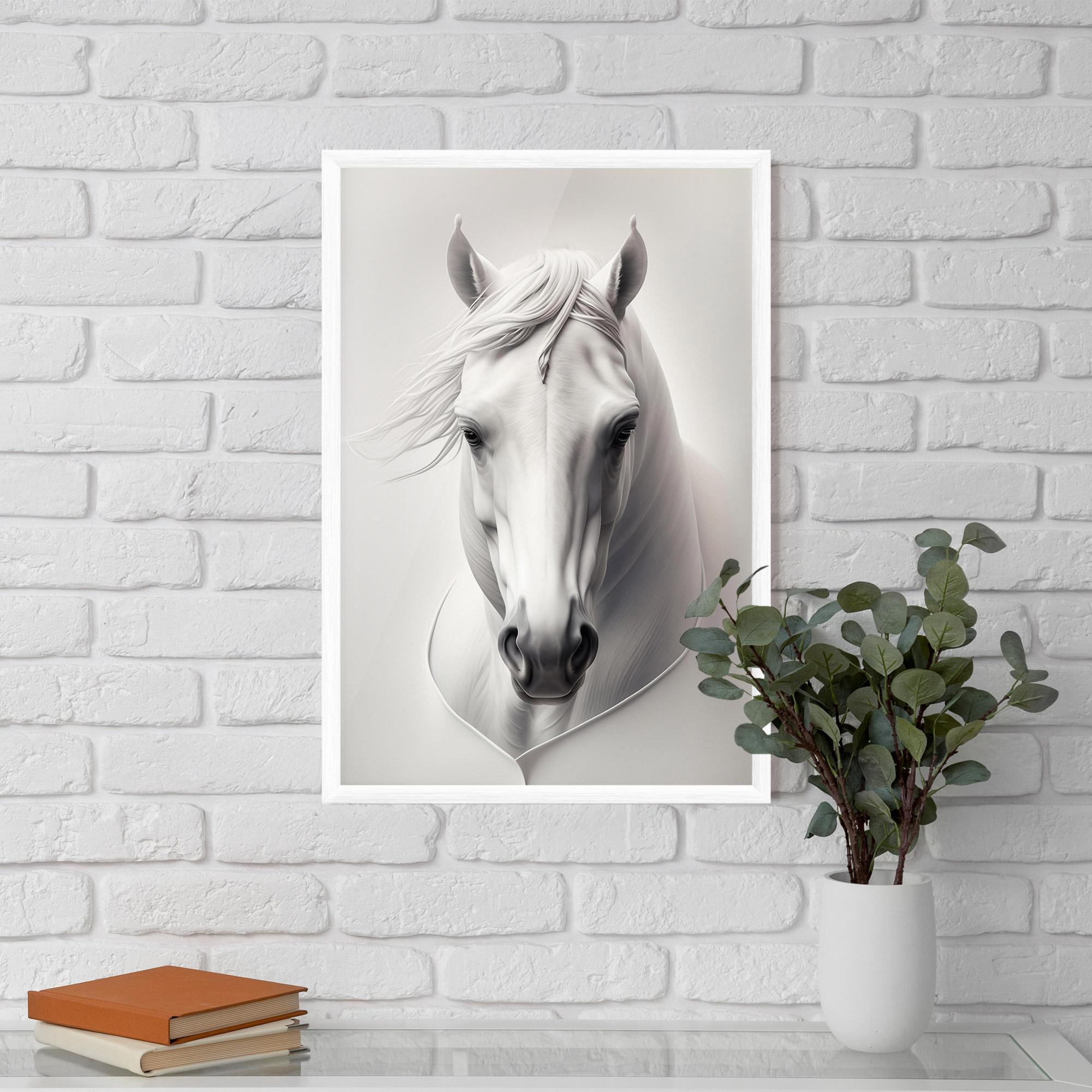 Poster Înrămat White Horse Portrait mockup 5
