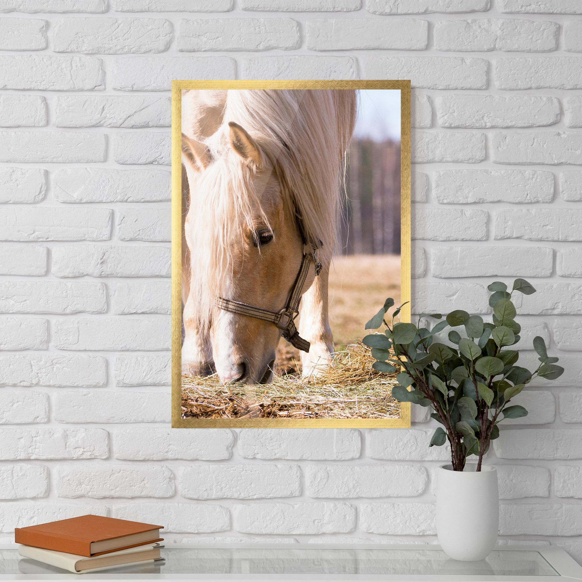 Cream Horse Eating mockup 5