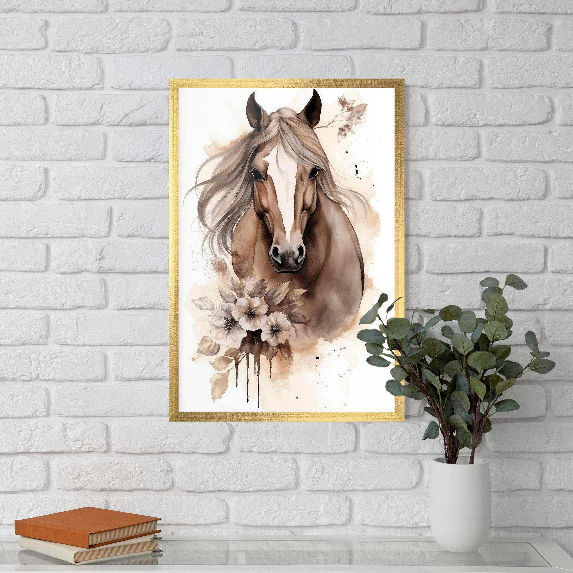 Poster Înrămat Flower Brown Horse mockup 5
