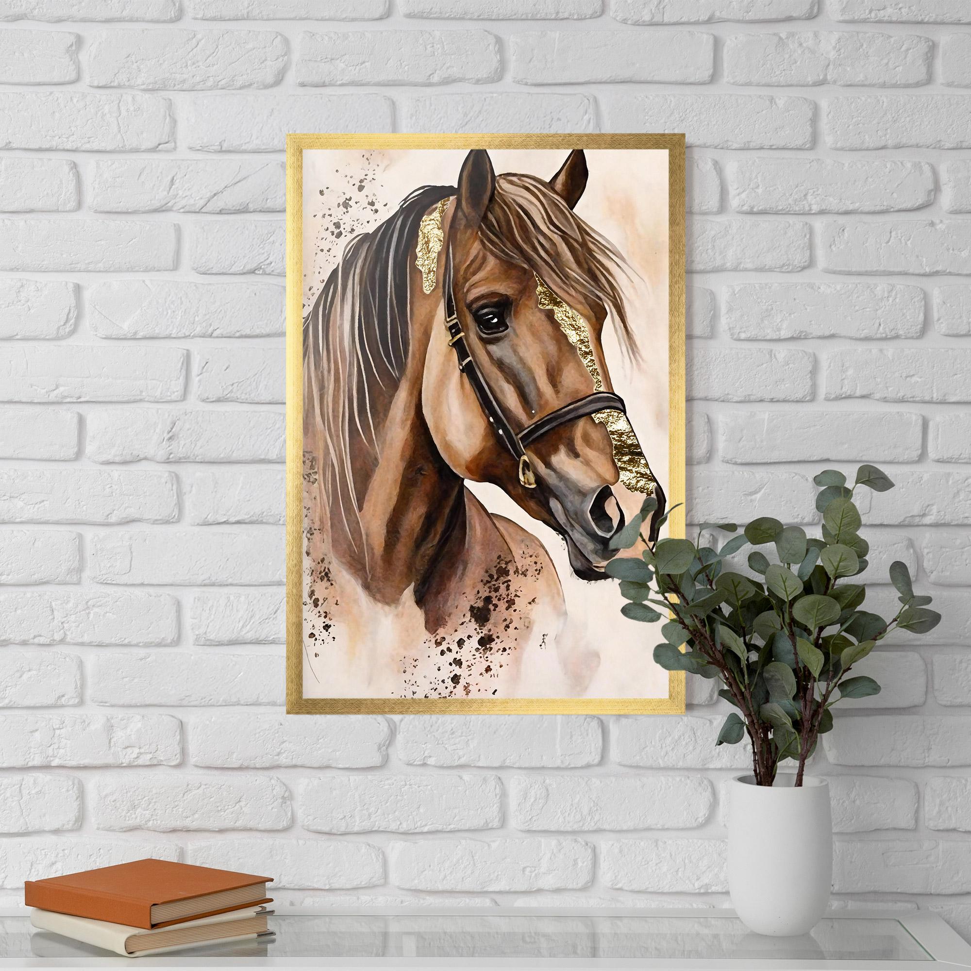 Poster Înrămat Gold Horse Painting mockup 5