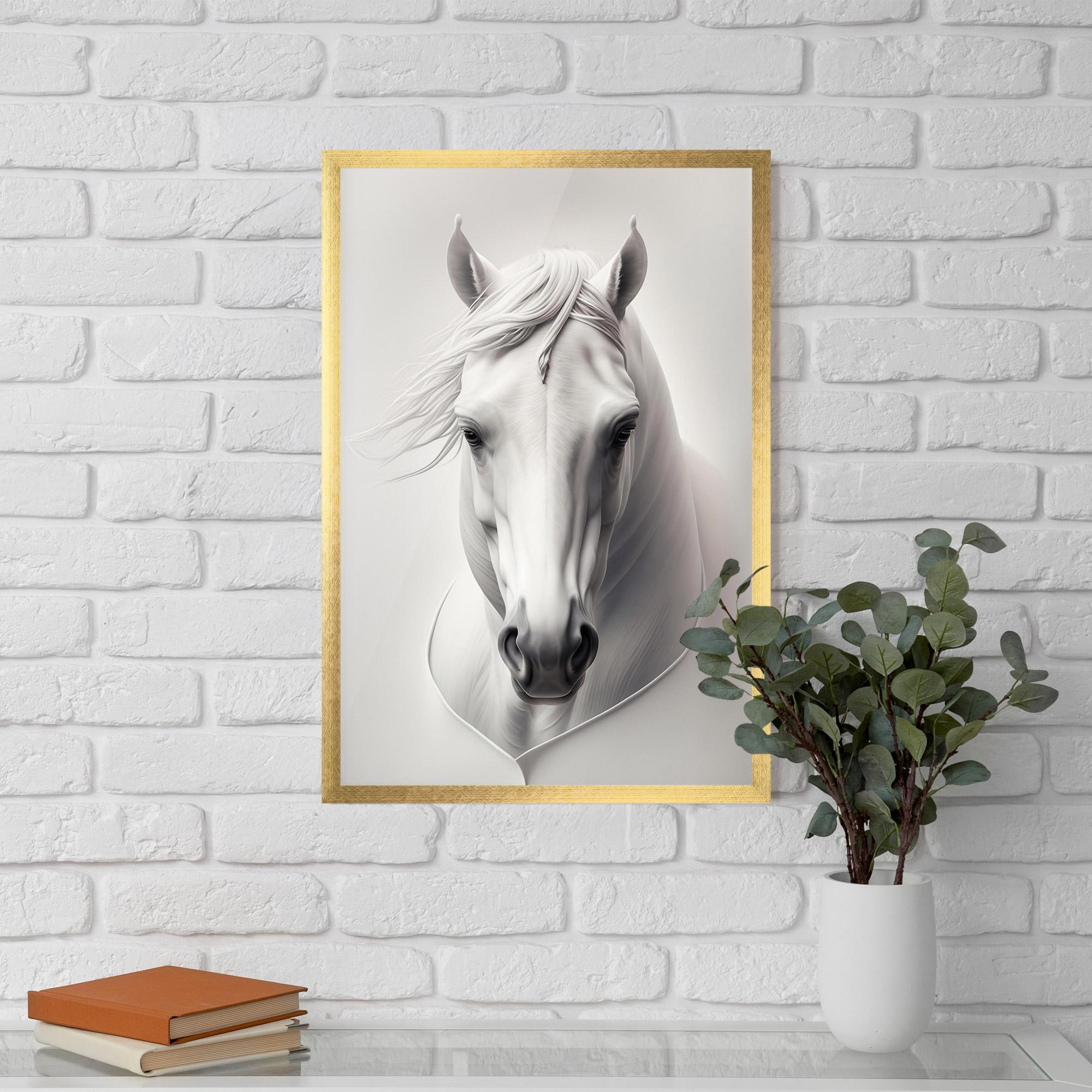 Poster Înrămat White Horse Portrait mockup 5