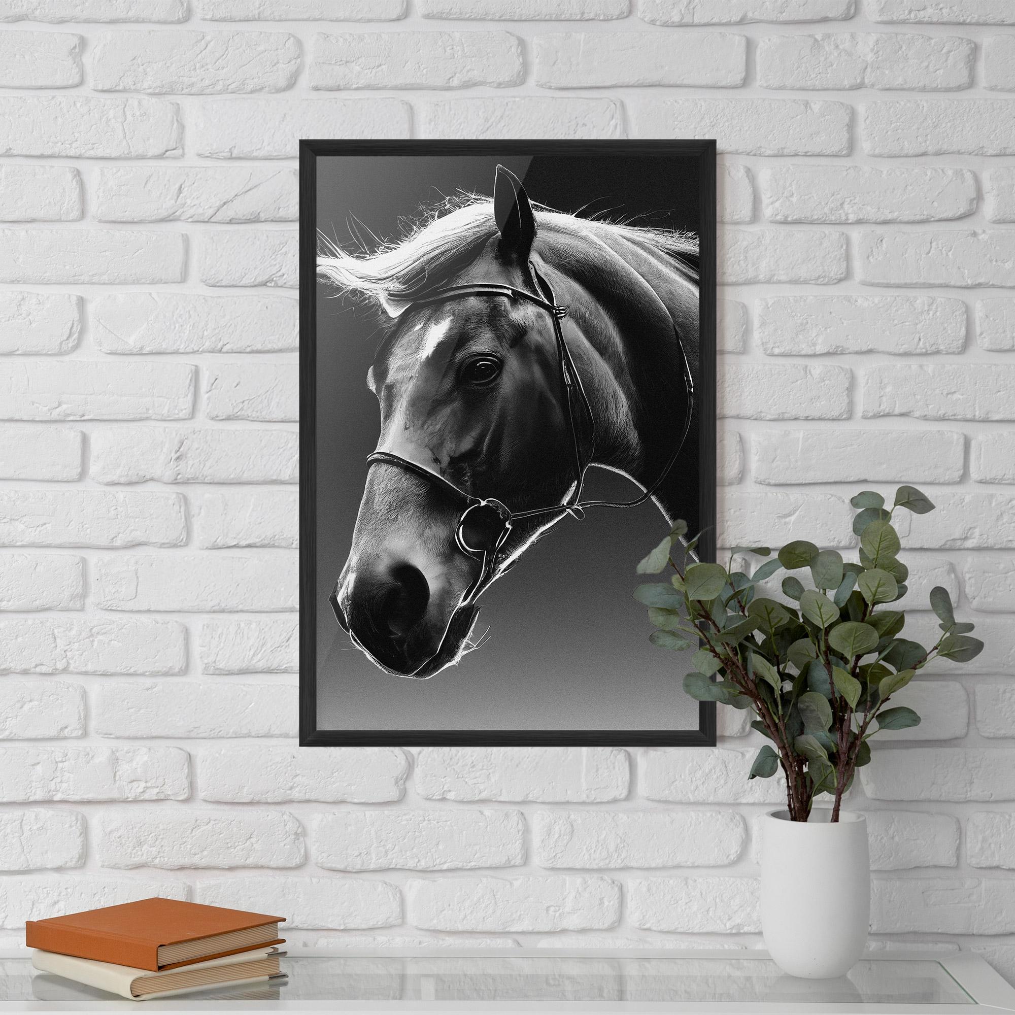 Poster Înrămat Black Horse Profile mockup 5