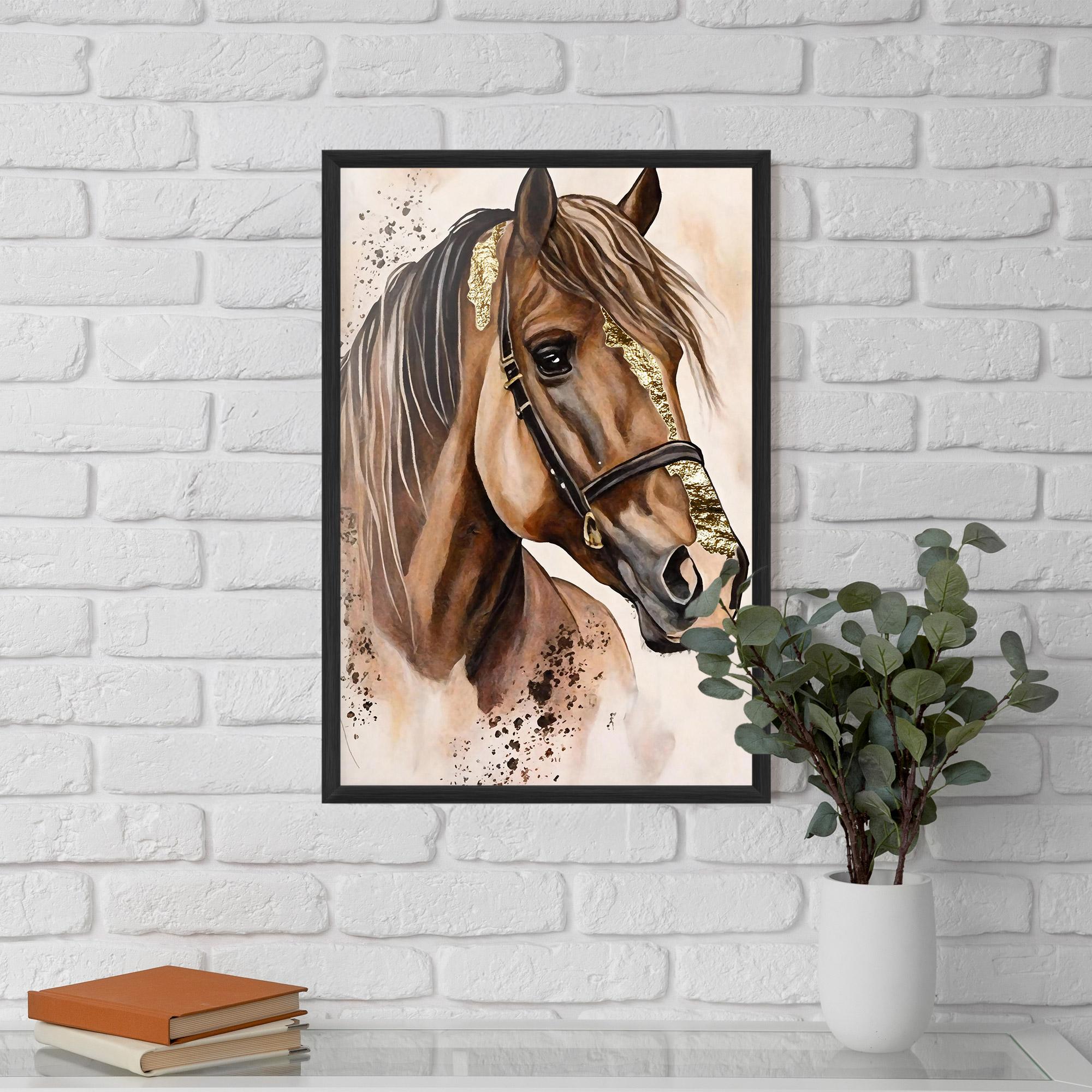 Poster Înrămat Gold Horse Painting mockup 5