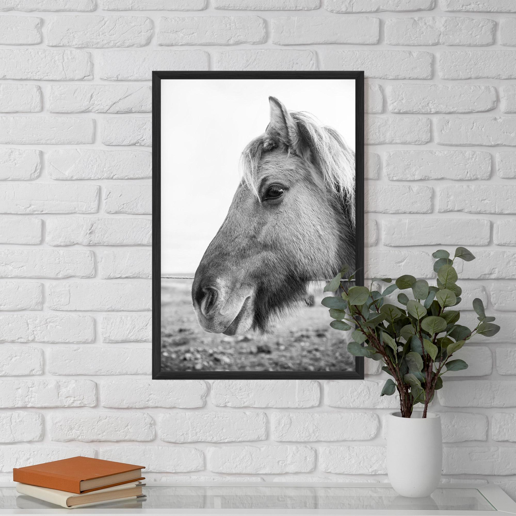 Poster Înrămat Gray Horse Head mockup 5