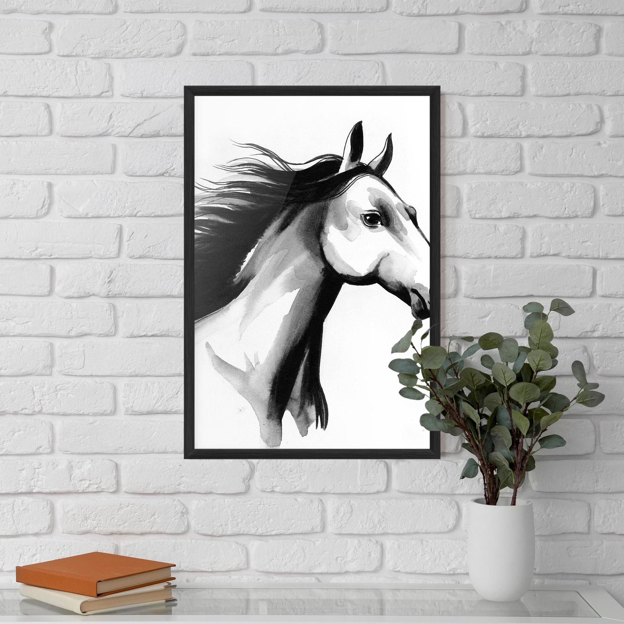 Poster Înrămat Ink Watercolor Horse mockup 5