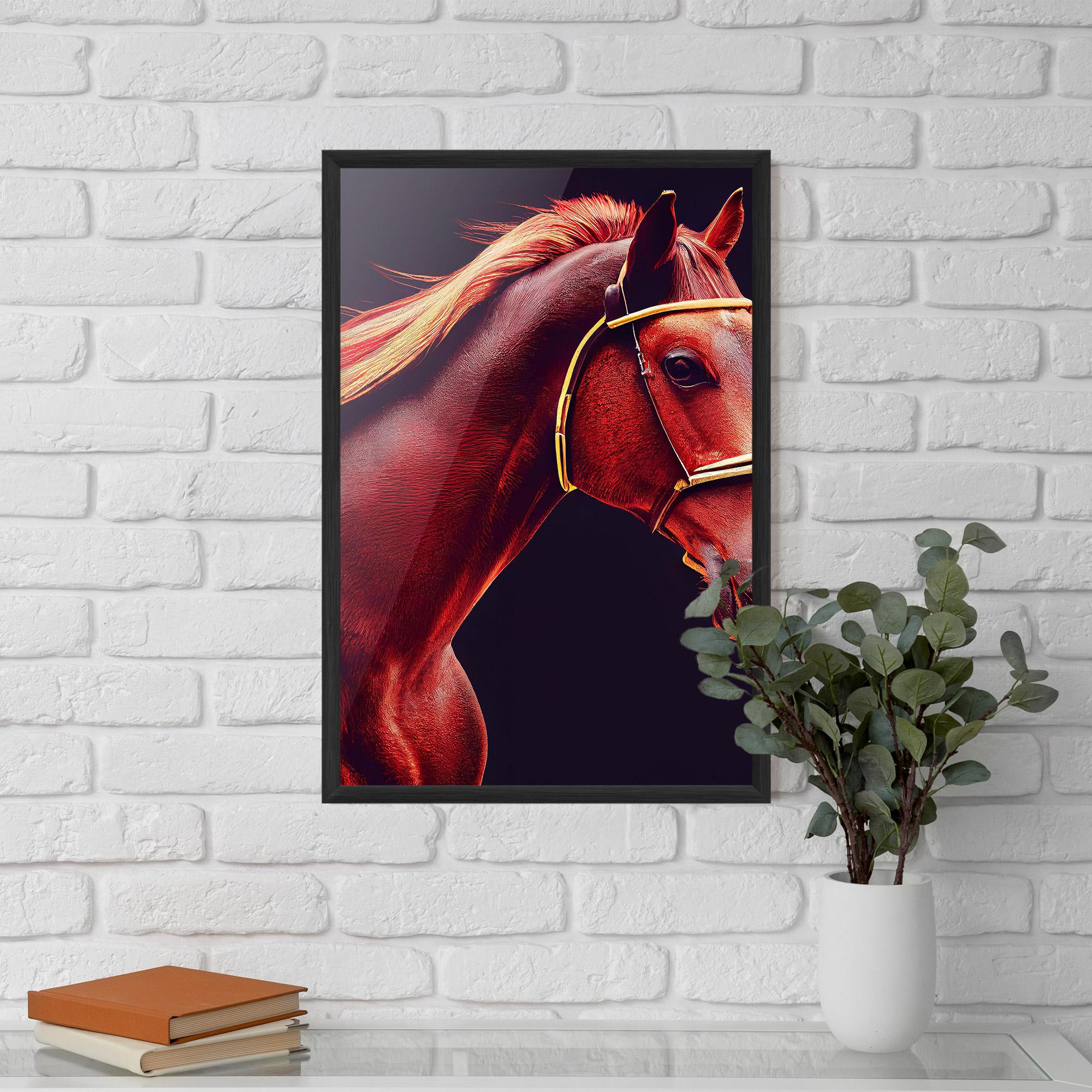 Poster Înrămat Red Horse Portrait mockup 5