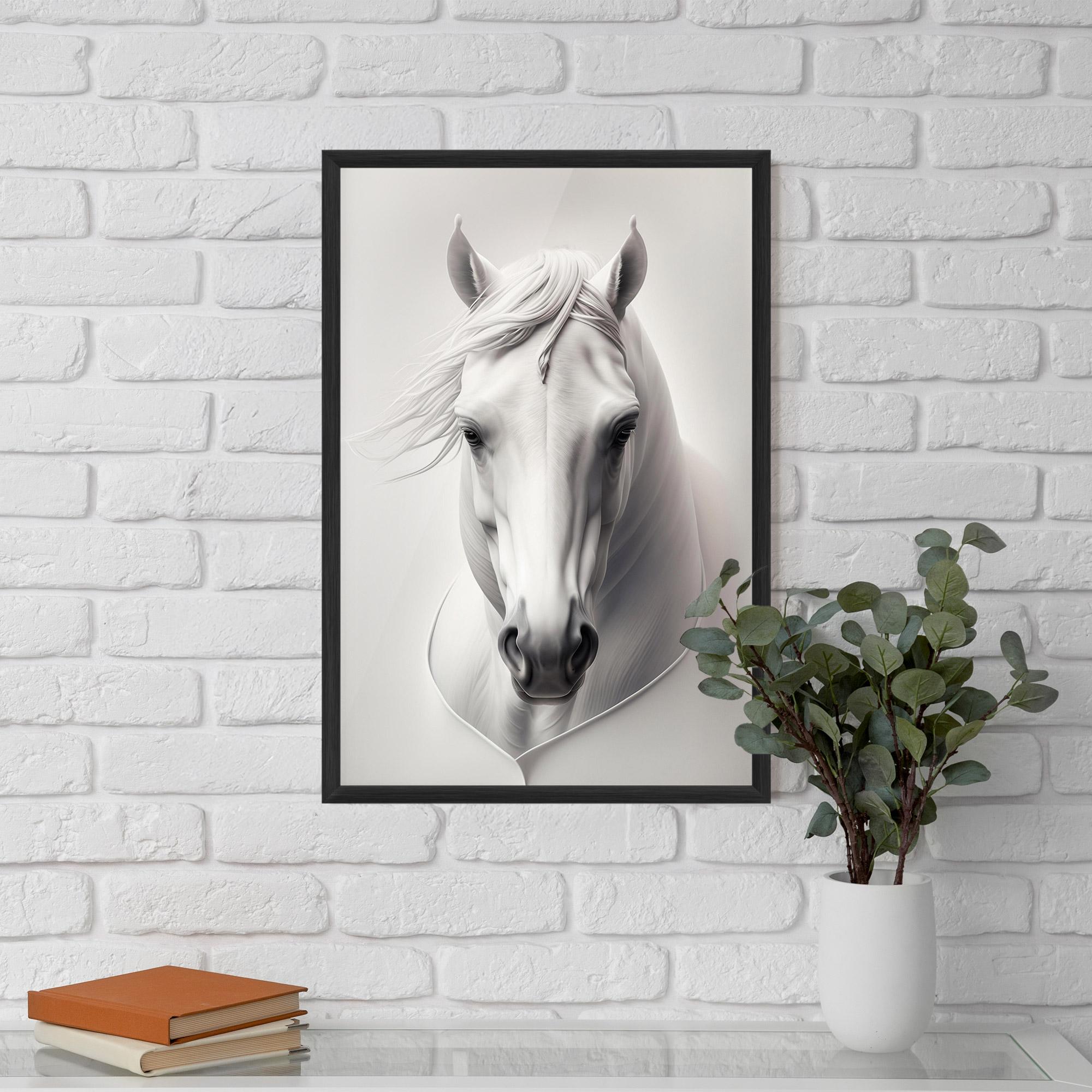 Poster Înrămat White Horse Portrait mockup 5