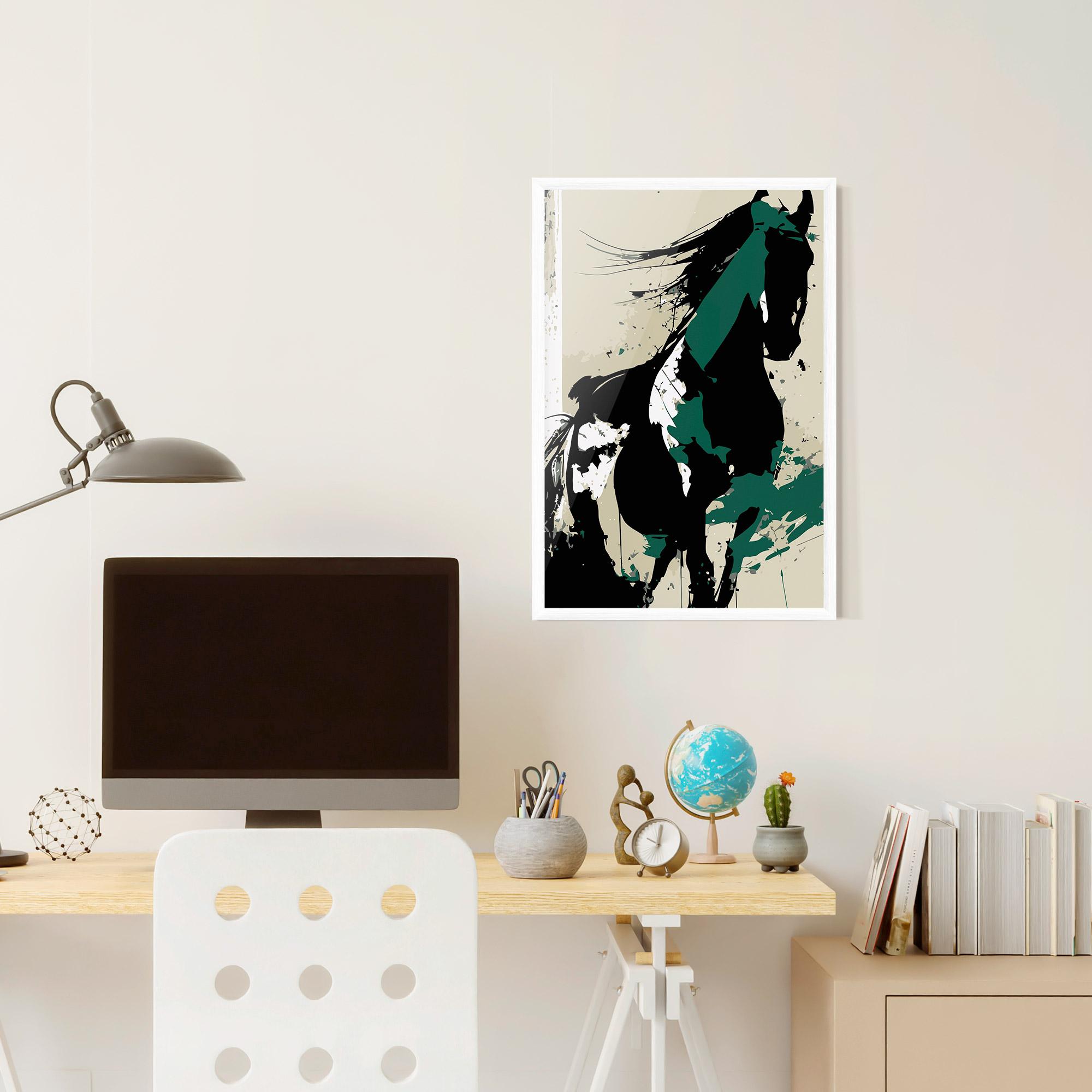 Poster Înrămat Black Green Horse mockup 6