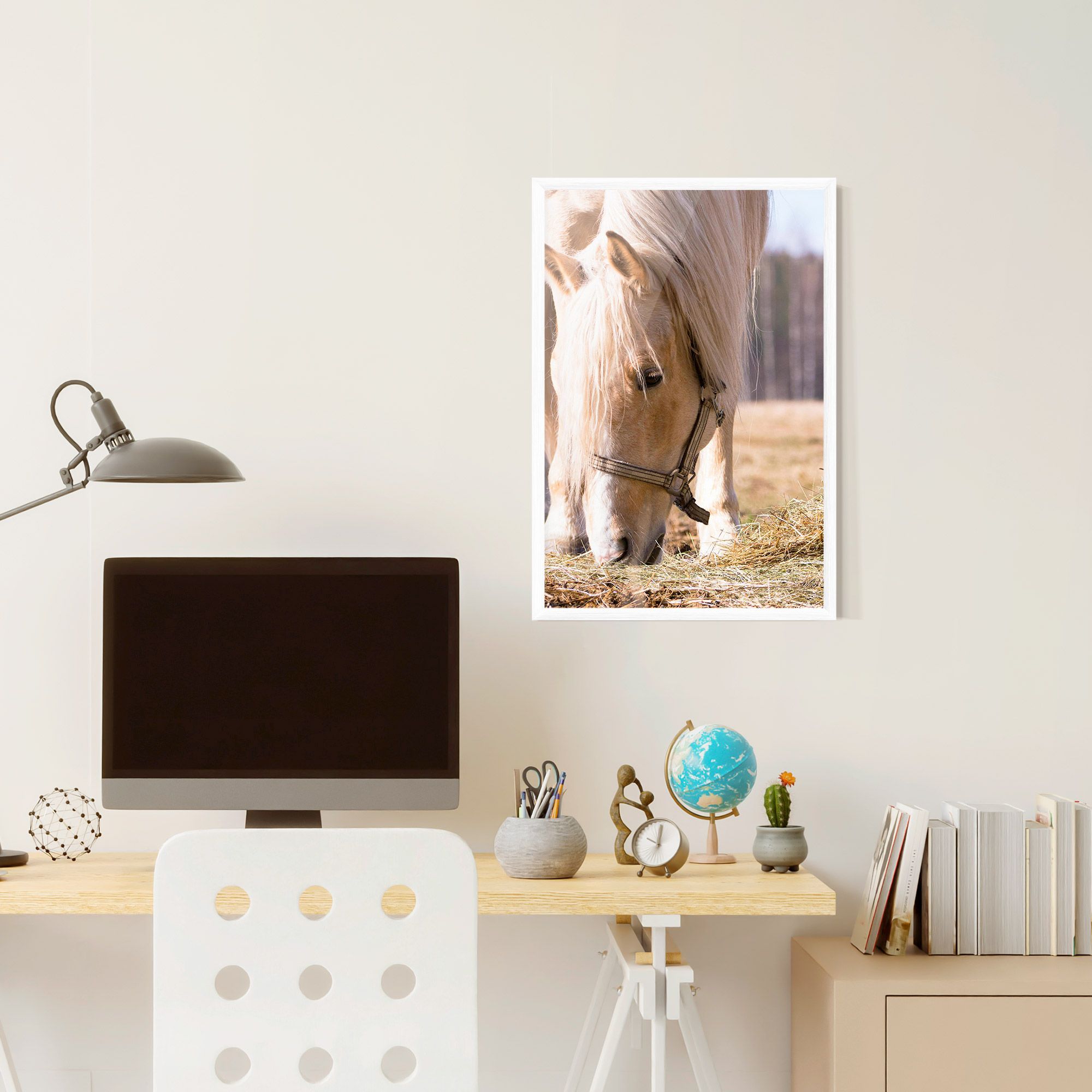 Cream Horse Eating mockup 6