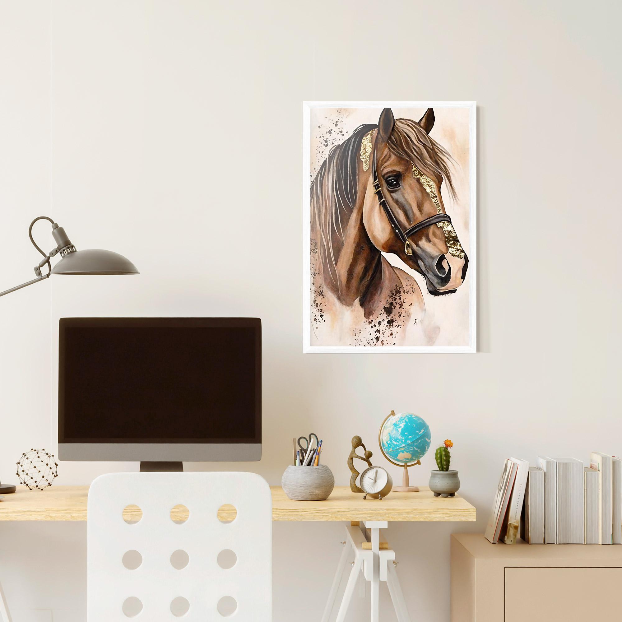Poster Înrămat Gold Horse Painting mockup 6