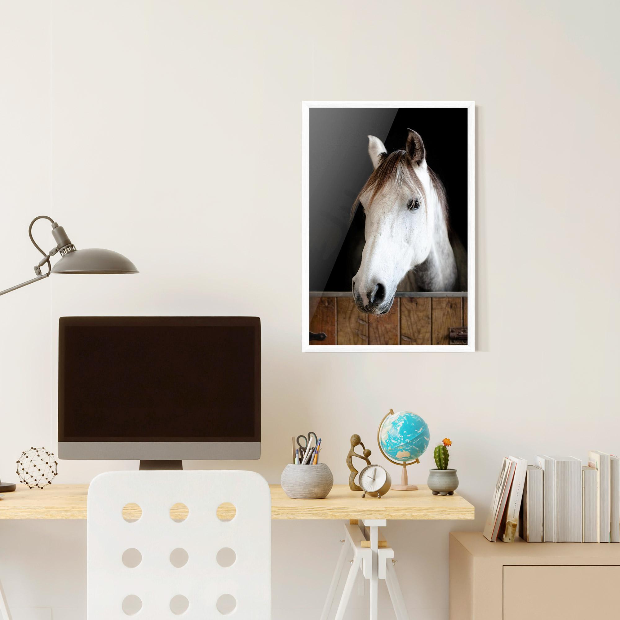 Poster Înrămat Grey Horse Head mockup 6