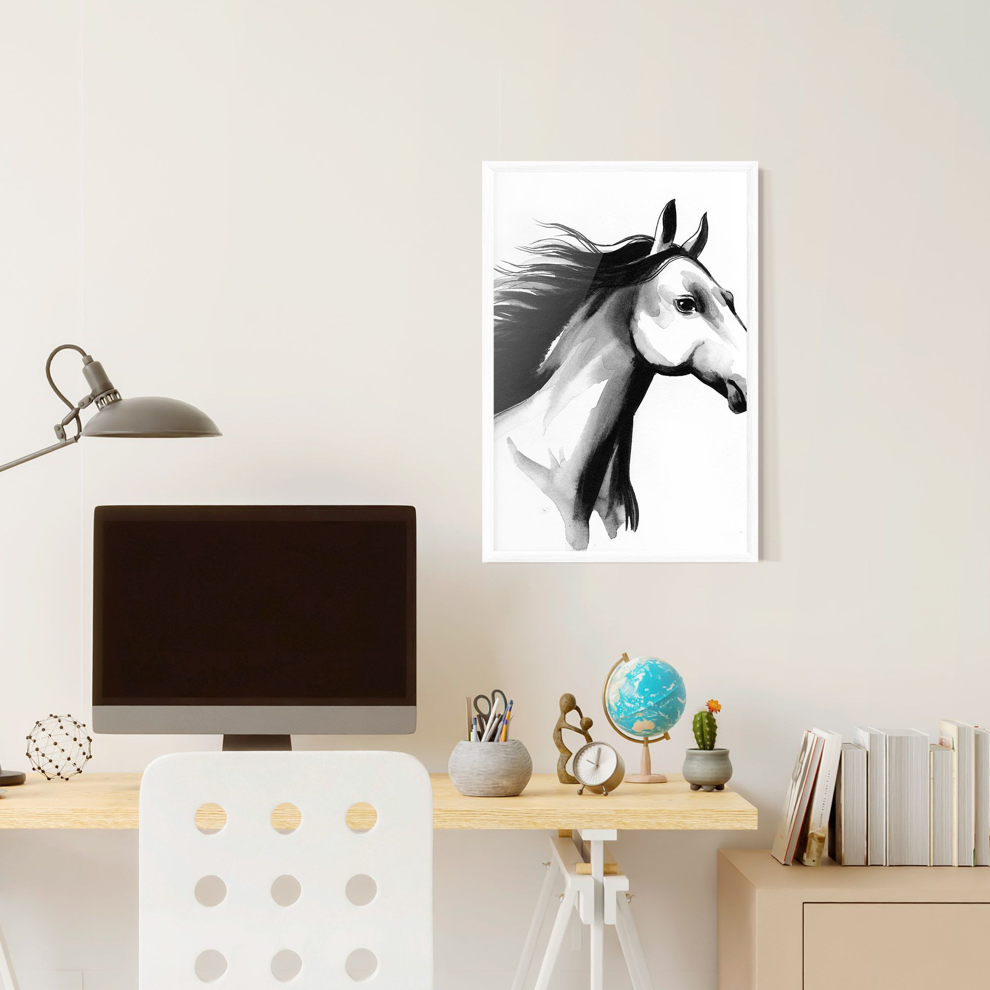 Ink Watercolor Horse mockup 6