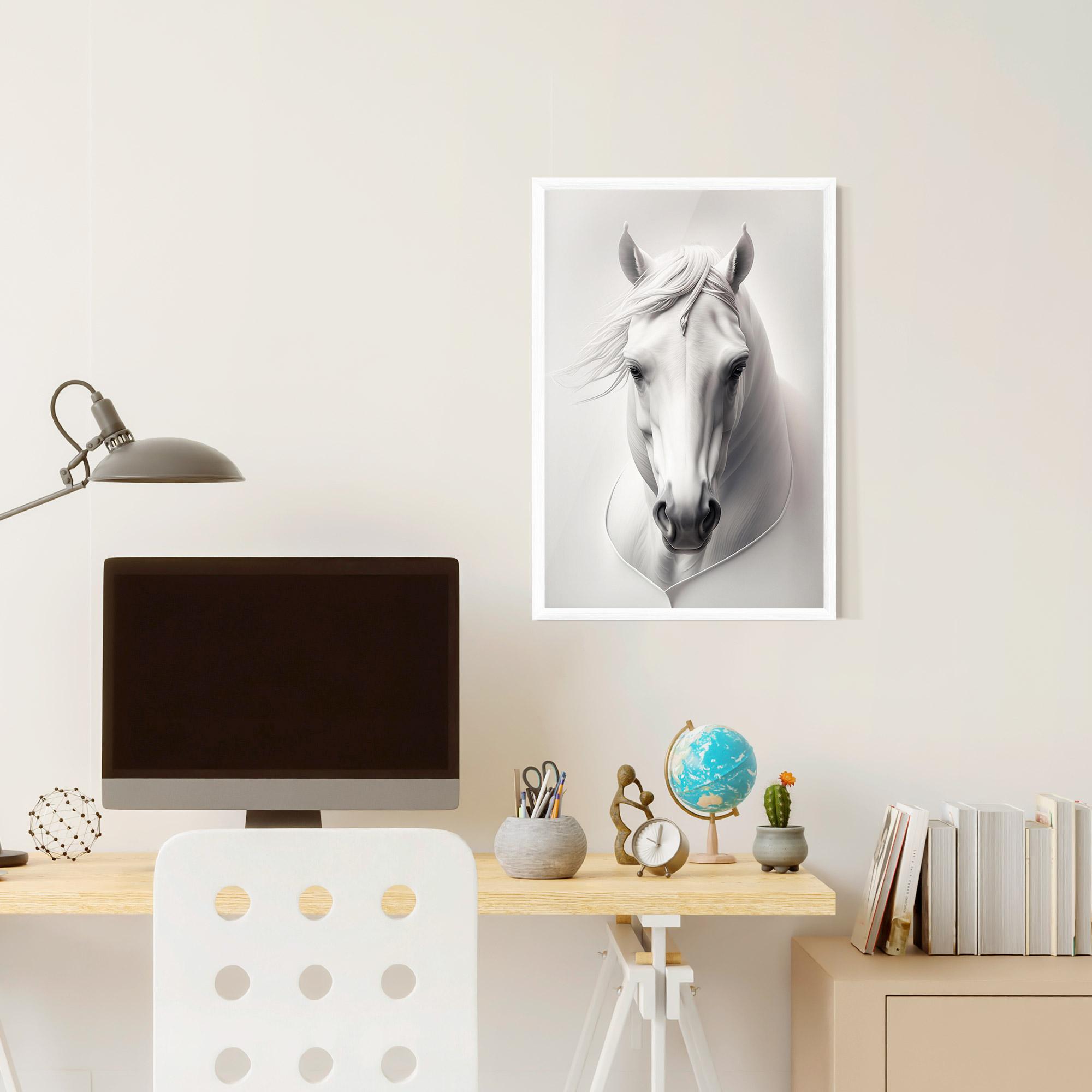 Poster Înrămat White Horse Portrait mockup 6