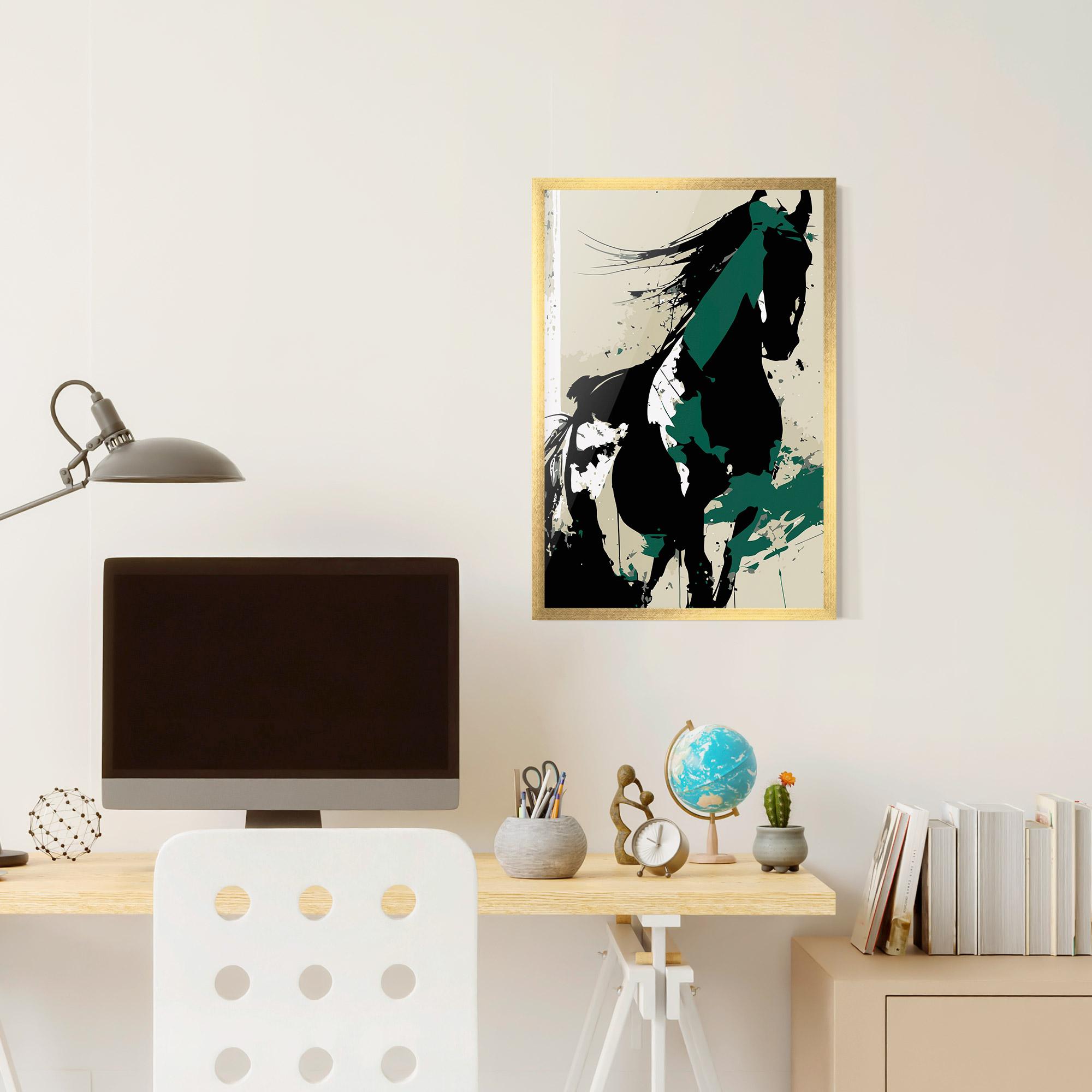 Poster Înrămat Black Green Horse mockup 6