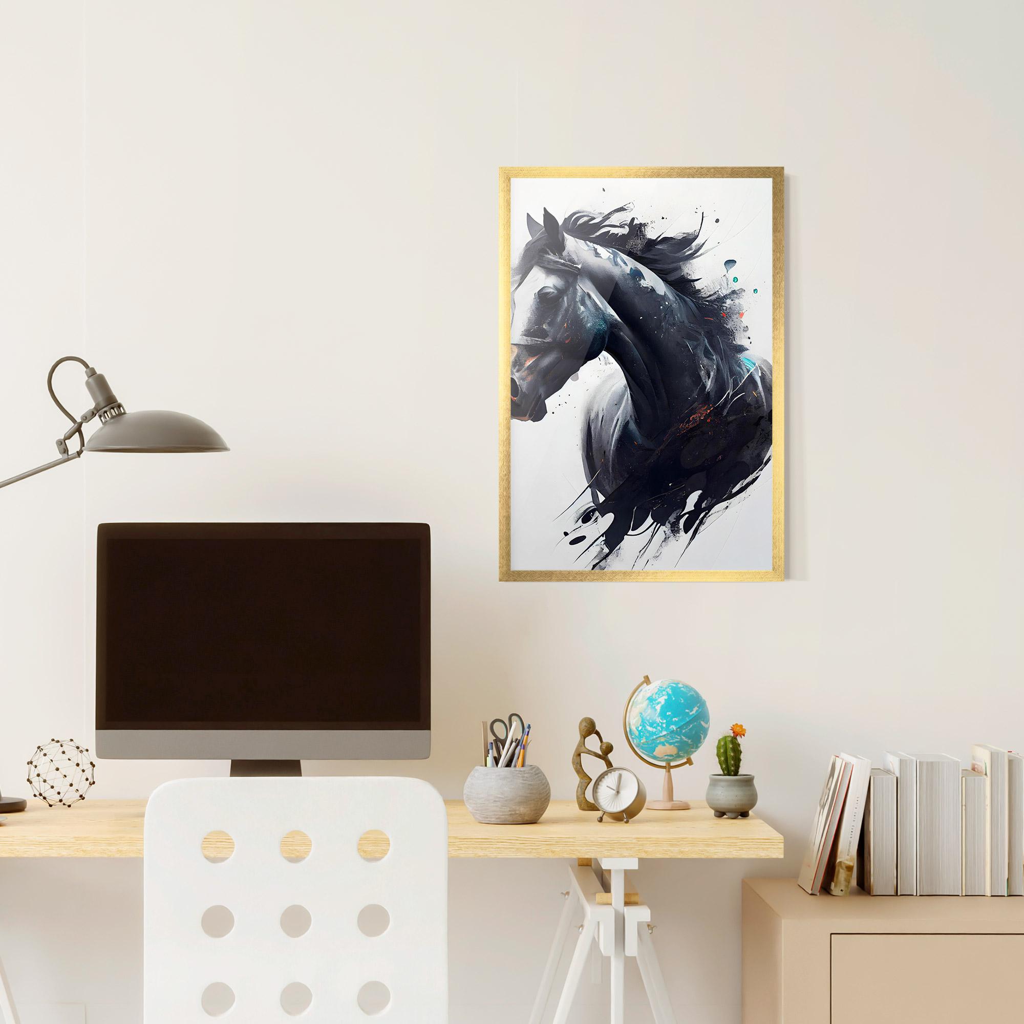 Poster Înrămat Black Paint Horse mockup 6