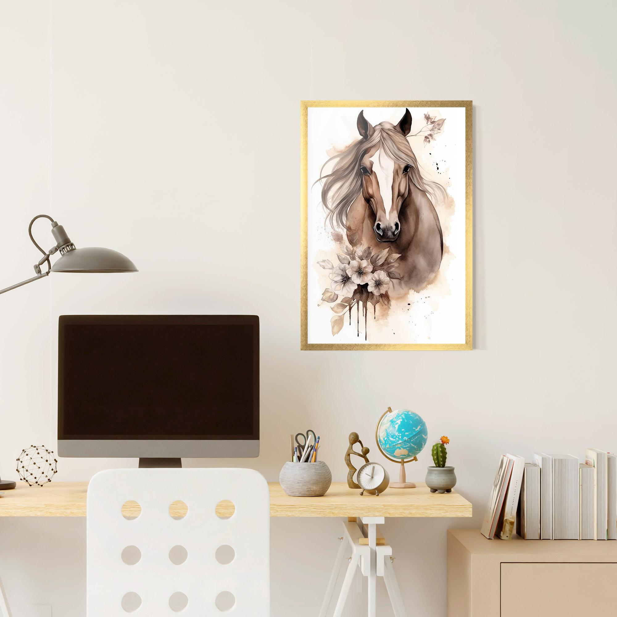 Poster Înrămat Flower Brown Horse mockup 6