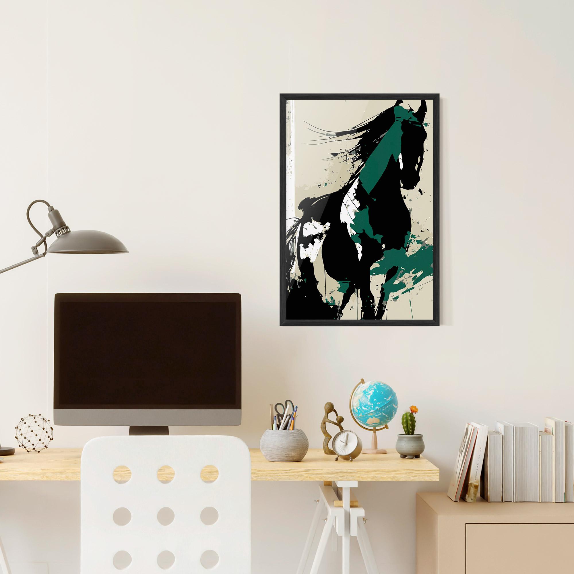 Poster Înrămat Black Green Horse mockup 6