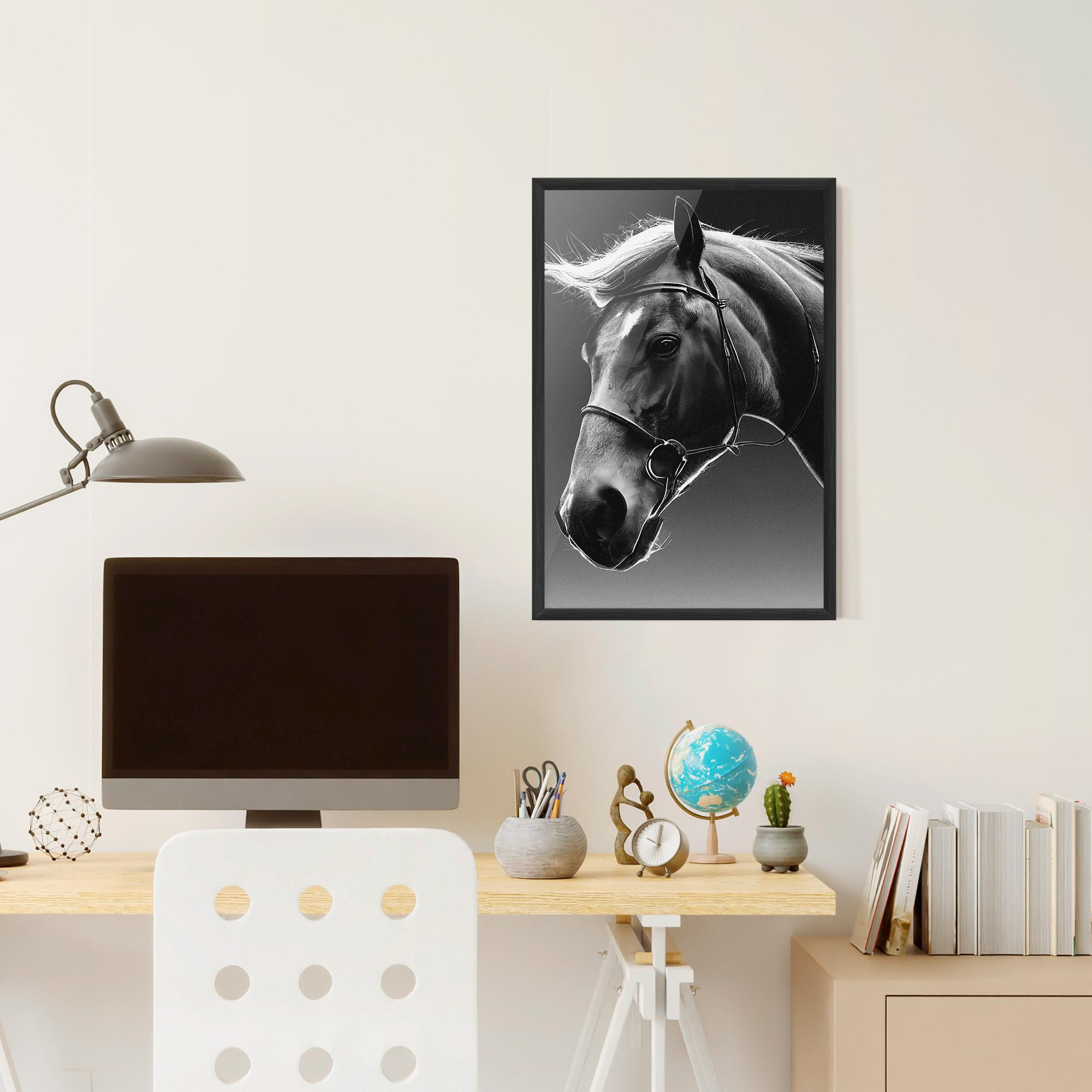 Poster Înrămat Black Horse Profile mockup 6