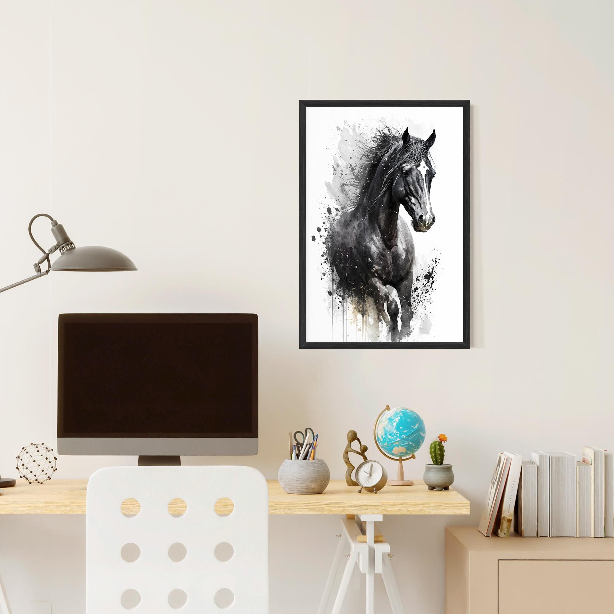 Poster Înrămat Black Horse mockup 6
