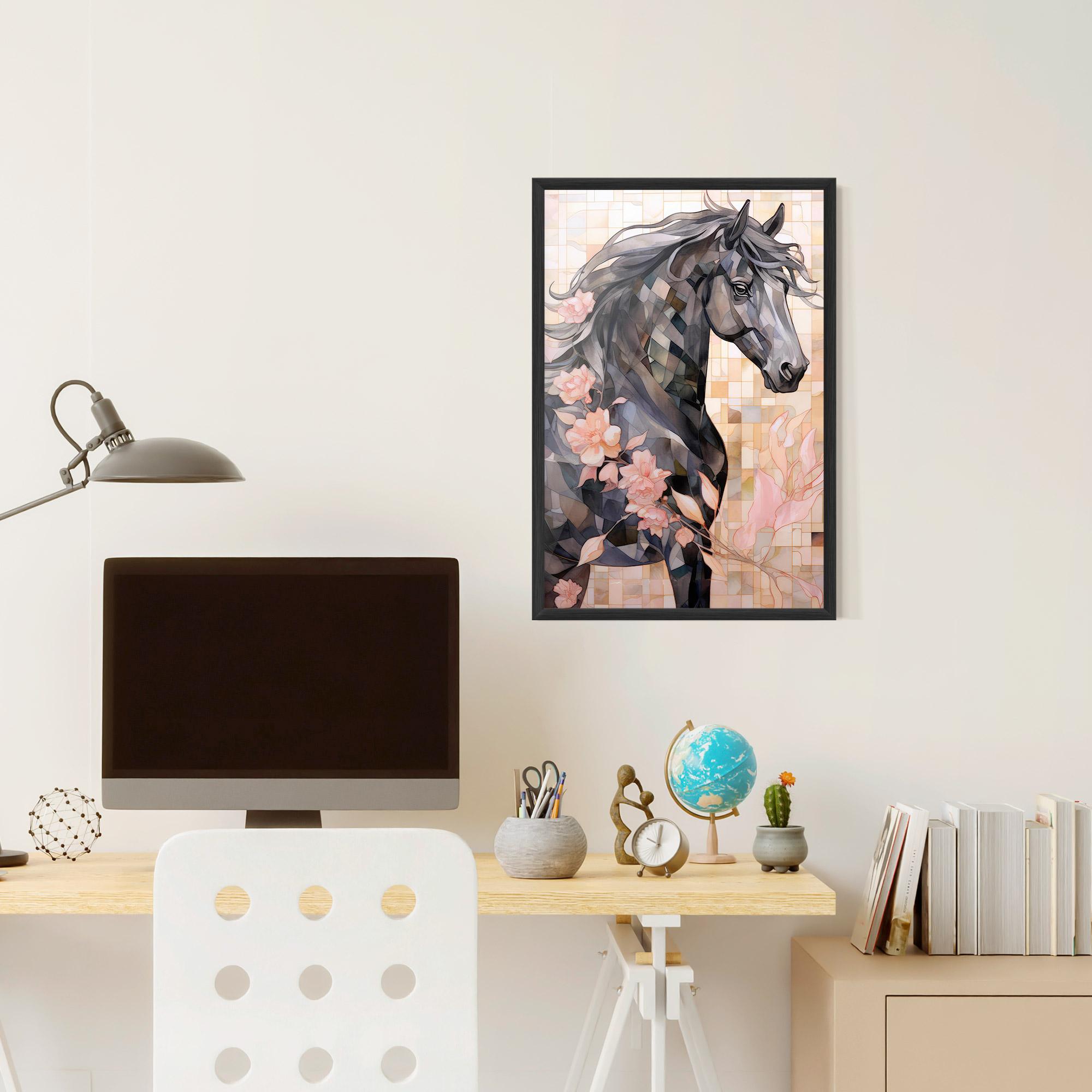 Poster Înrămat Mosaic Painting Horse mockup 6