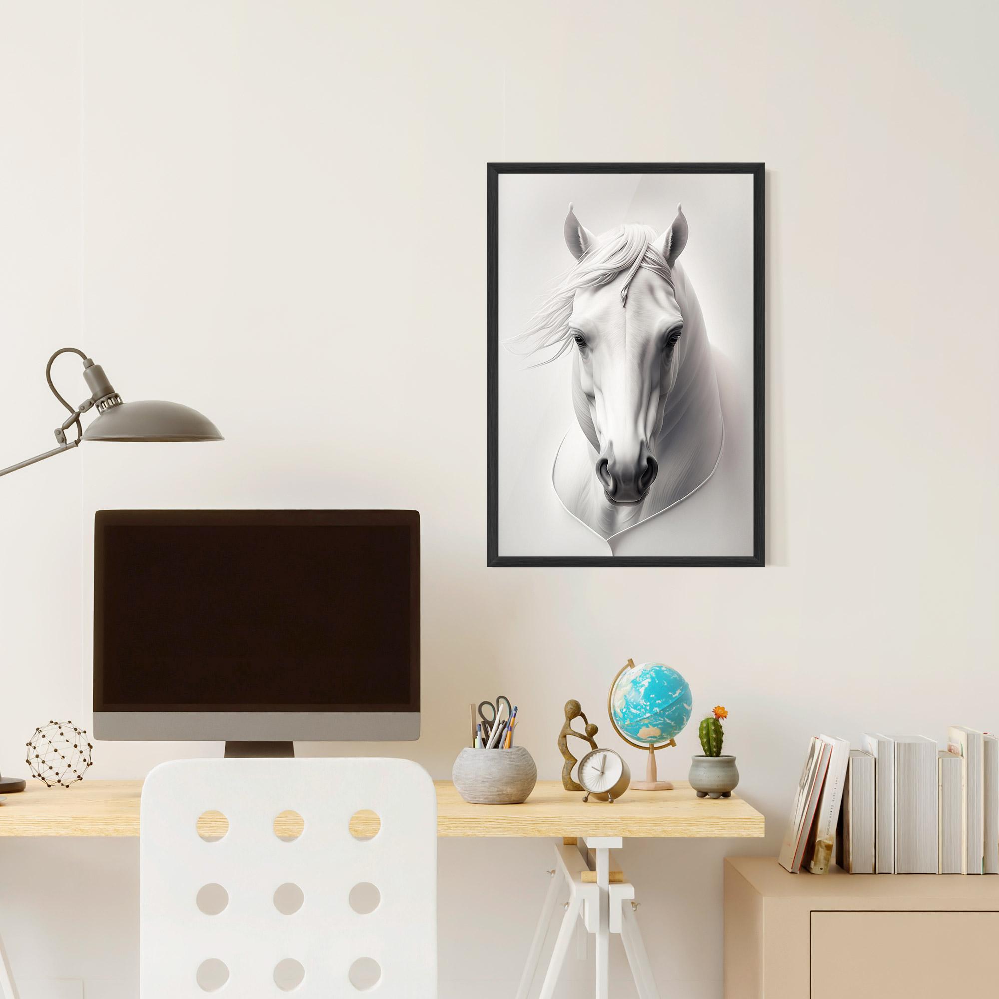 Poster Înrămat White Horse Portrait mockup 6