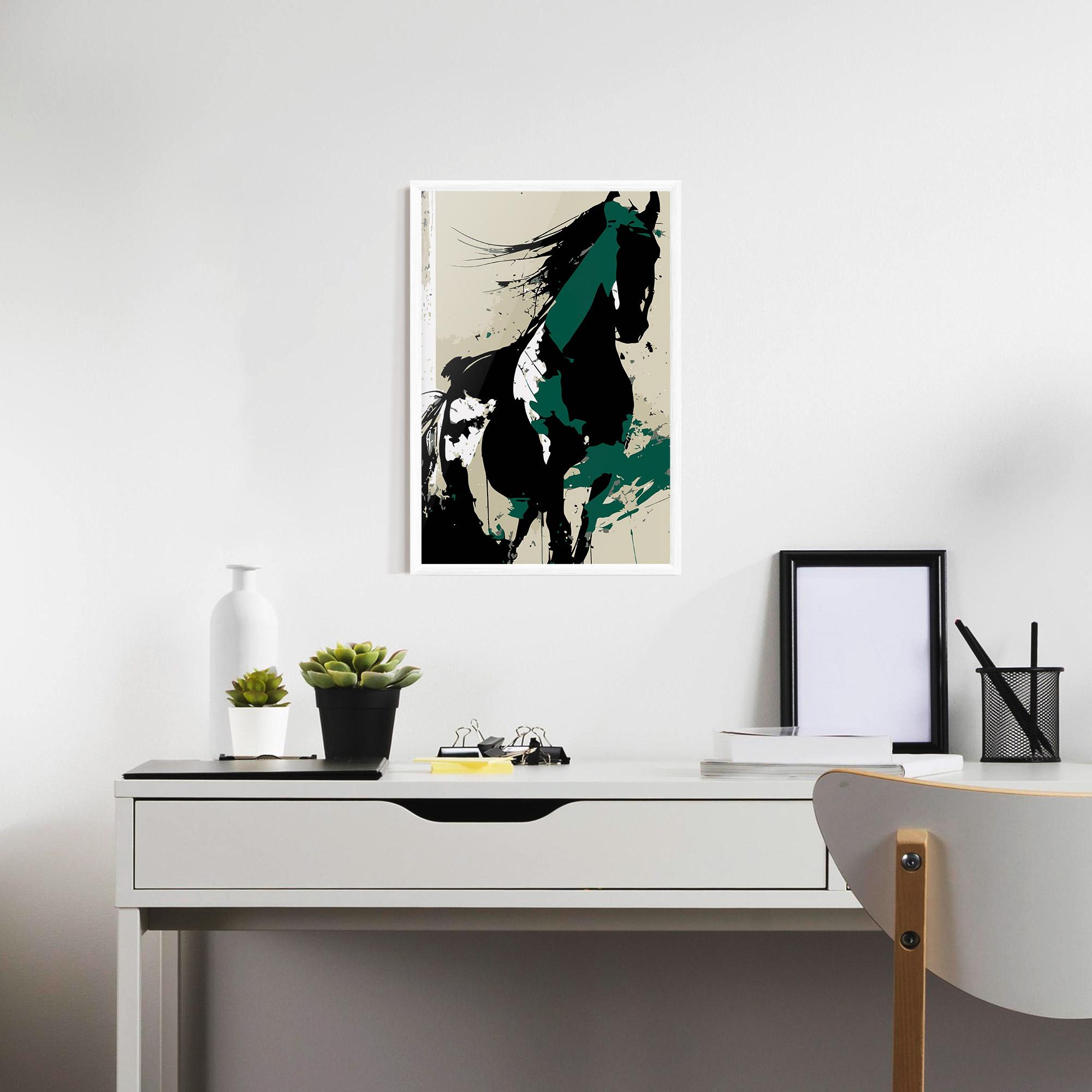 Poster Înrămat Black Green Horse mockup 7