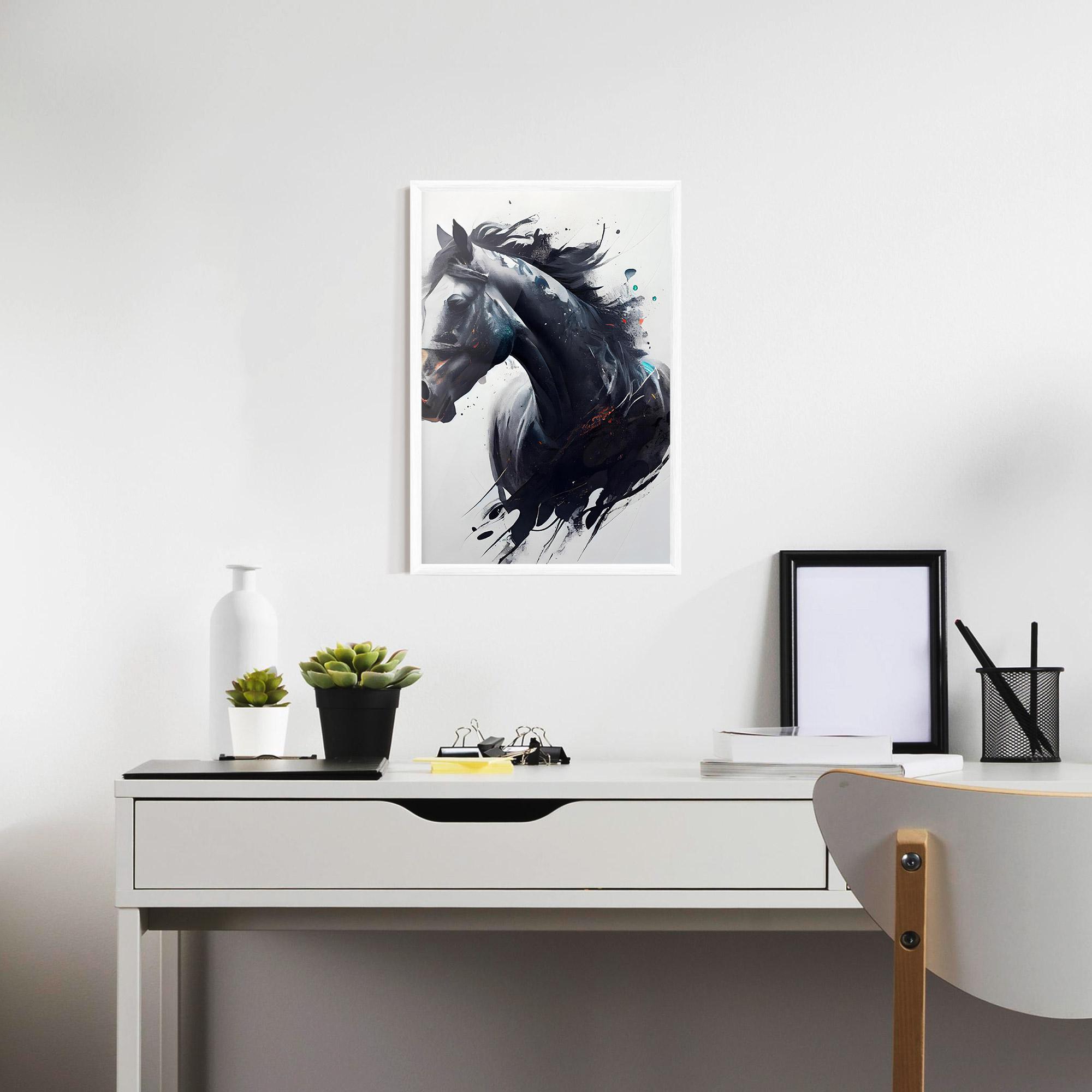 Poster Înrămat Black Paint Horse mockup 7