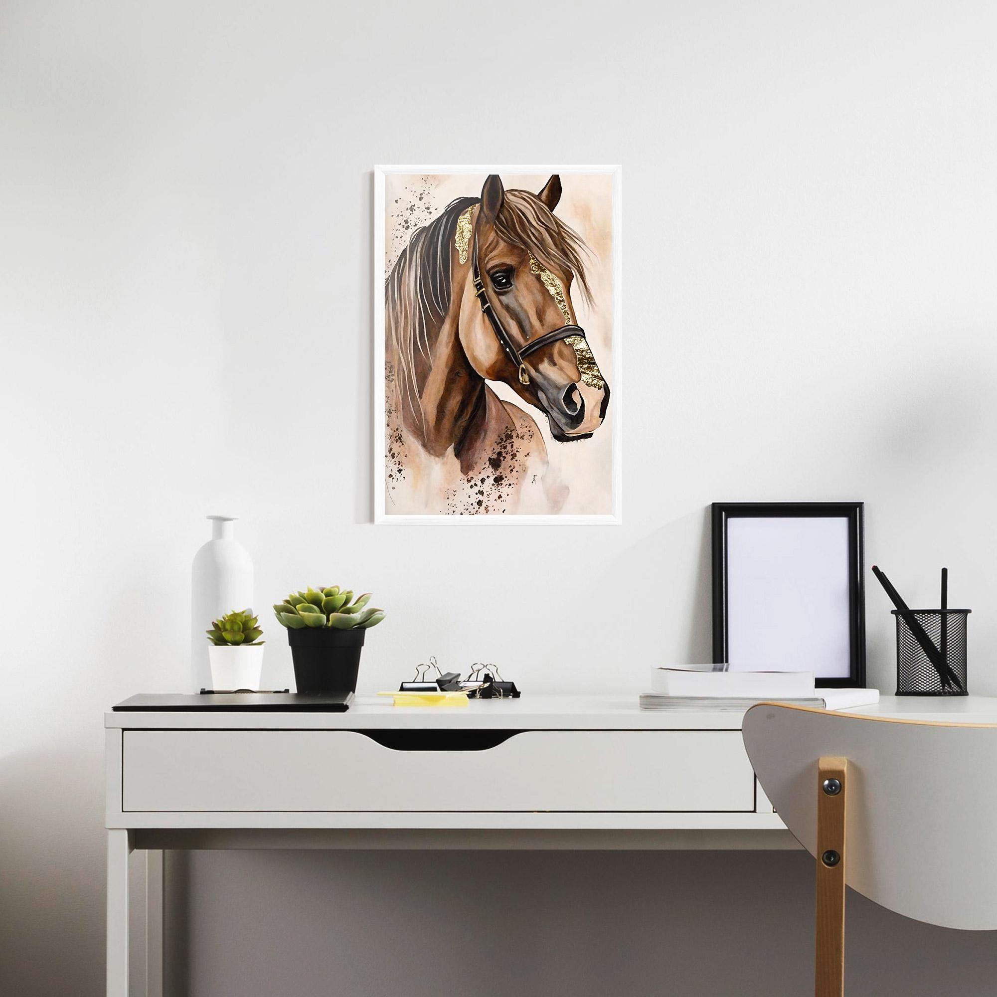 Poster Înrămat Gold Horse Painting mockup 7