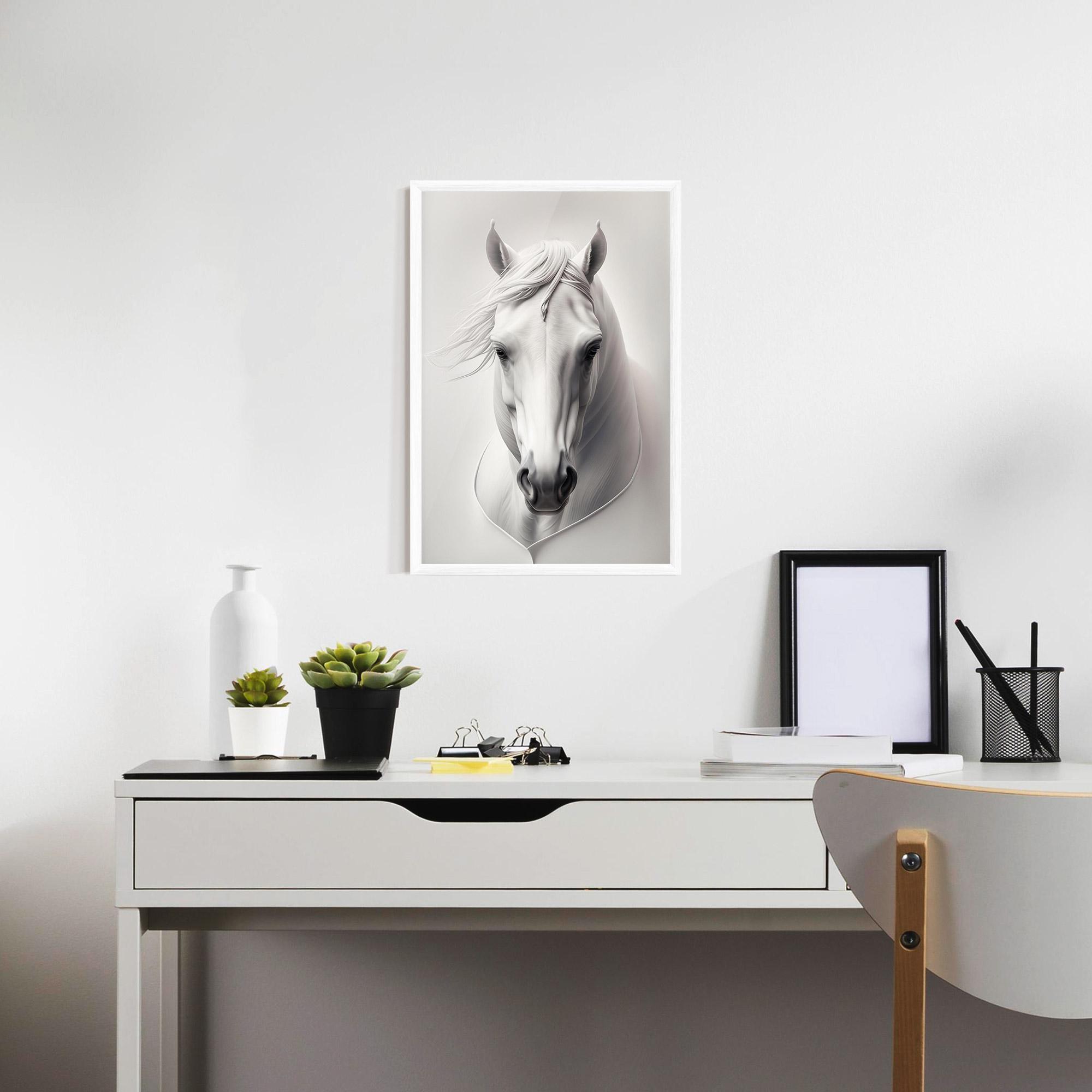 Poster Înrămat White Horse Portrait mockup 7