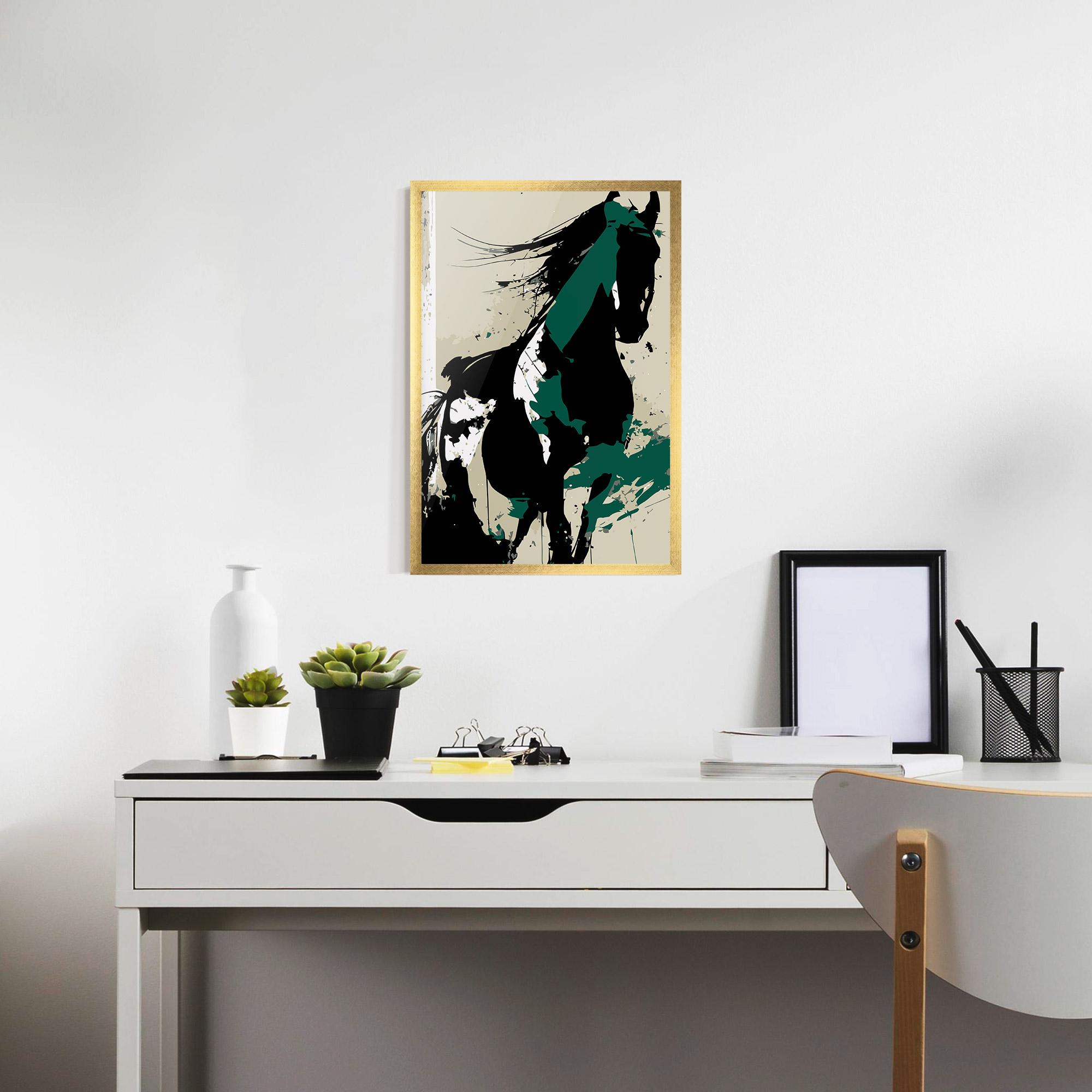 Poster Înrămat Black Green Horse mockup 7