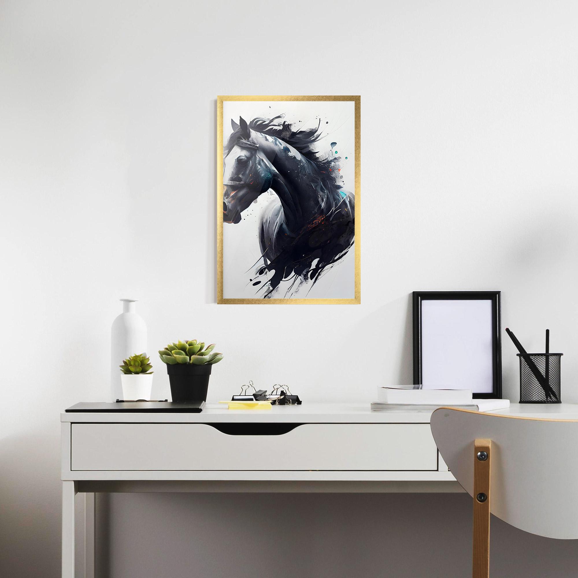 Poster Înrămat Black Paint Horse mockup 7