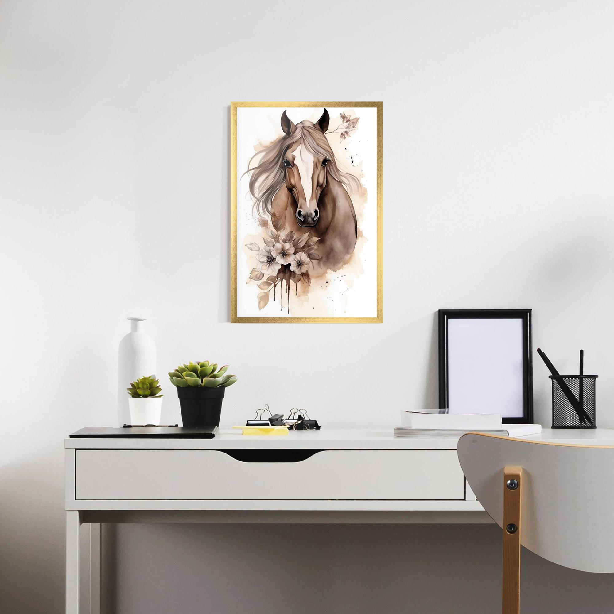 Poster Înrămat Flower Brown Horse mockup 7