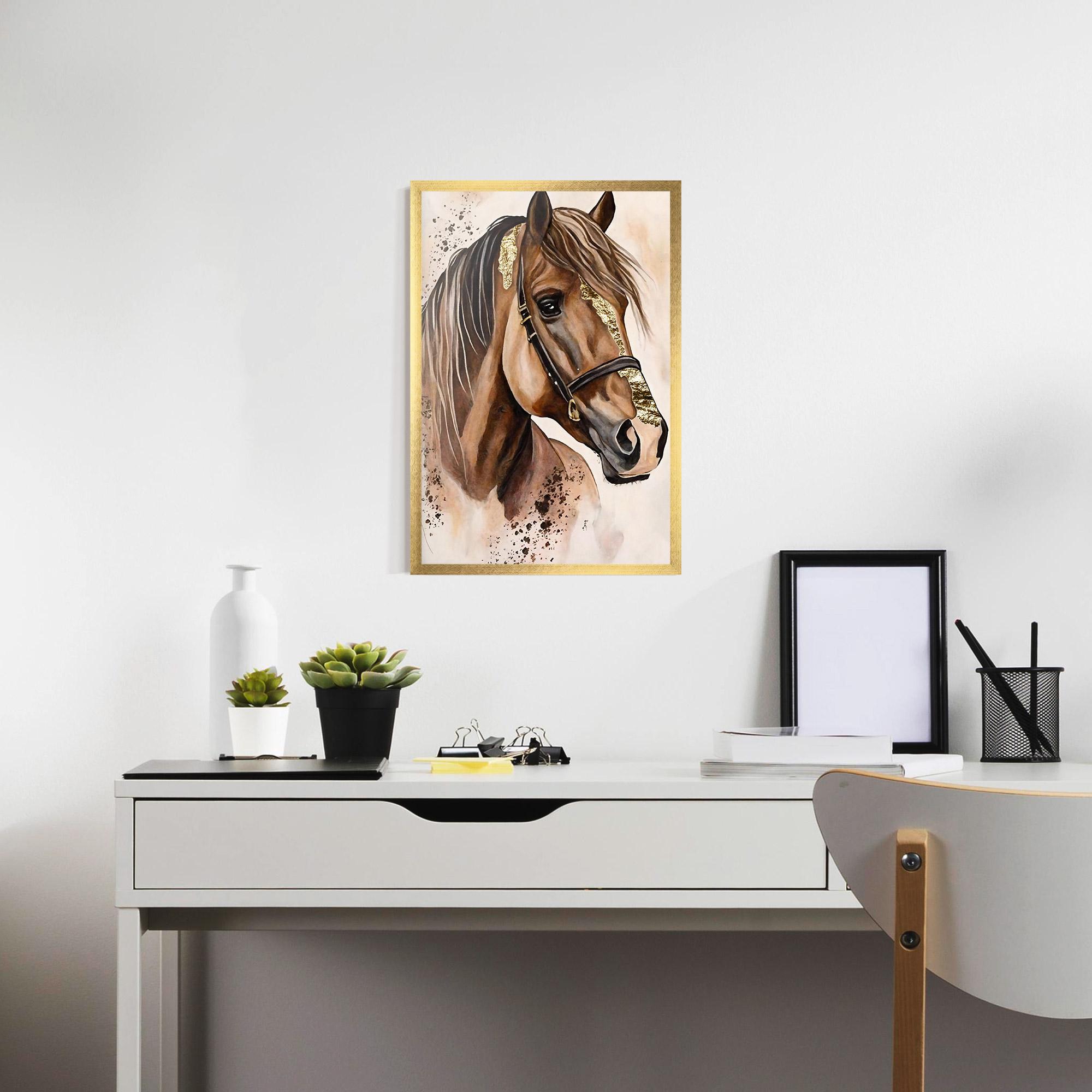 Poster Înrămat Gold Horse Painting mockup 7