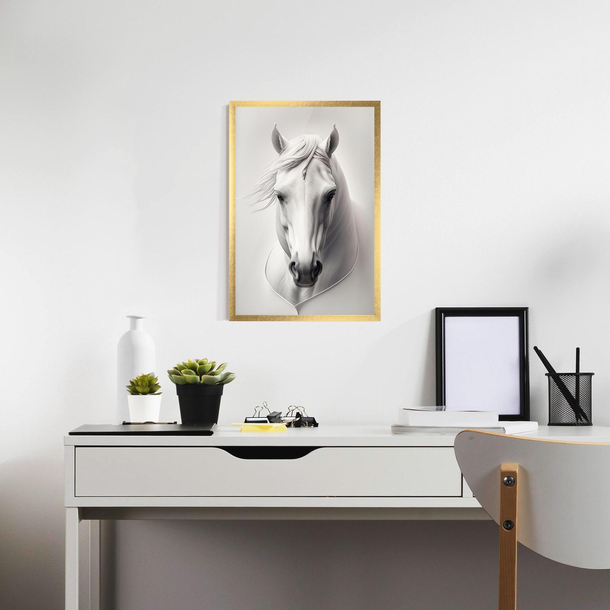 Poster Înrămat White Horse Portrait mockup 7