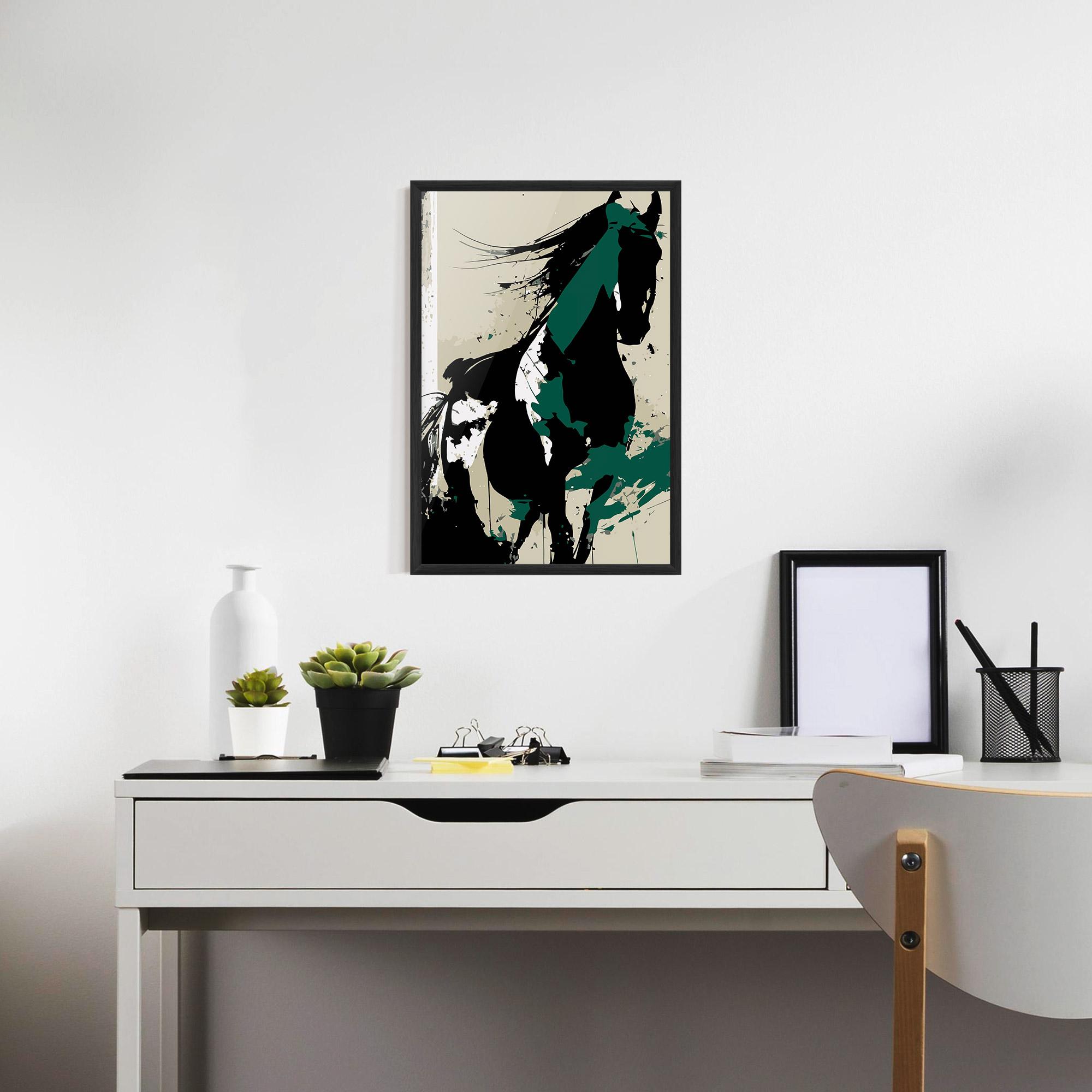 Poster Înrămat Black Green Horse mockup 7