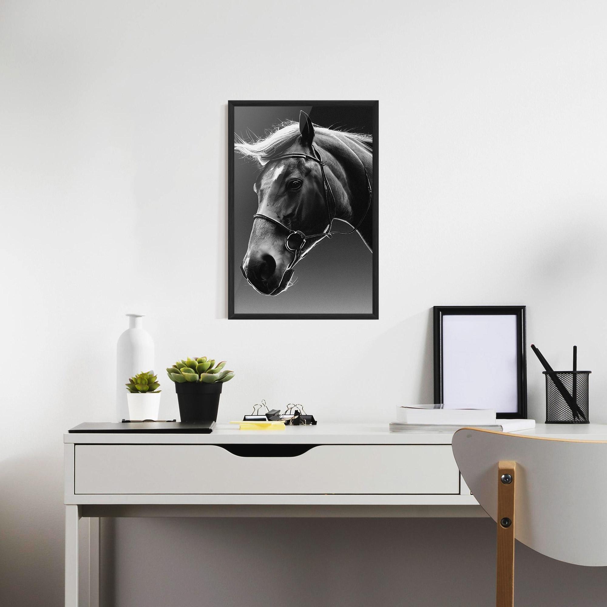 Poster Înrămat Black Horse Profile mockup 7