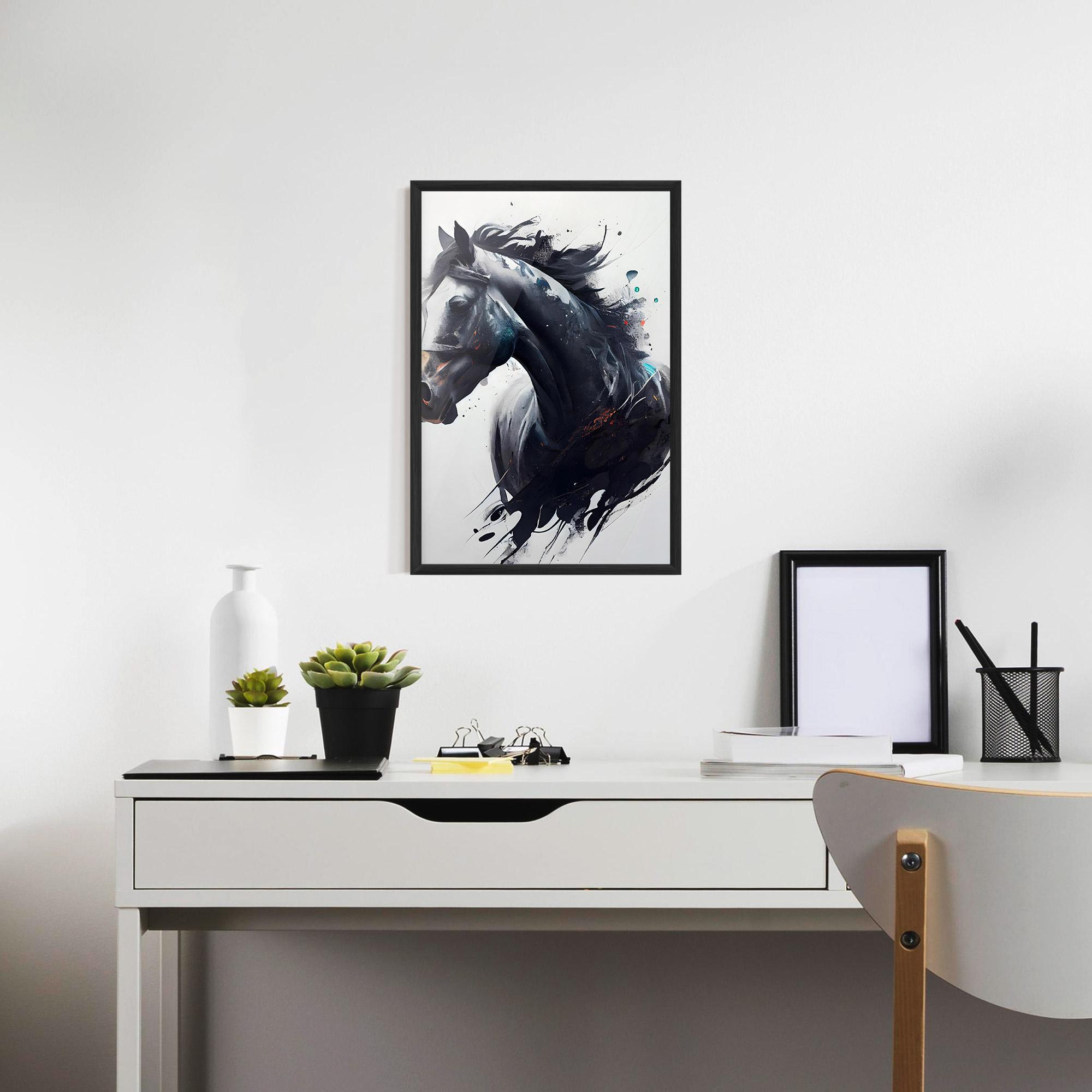 Poster Înrămat Black Paint Horse mockup 7